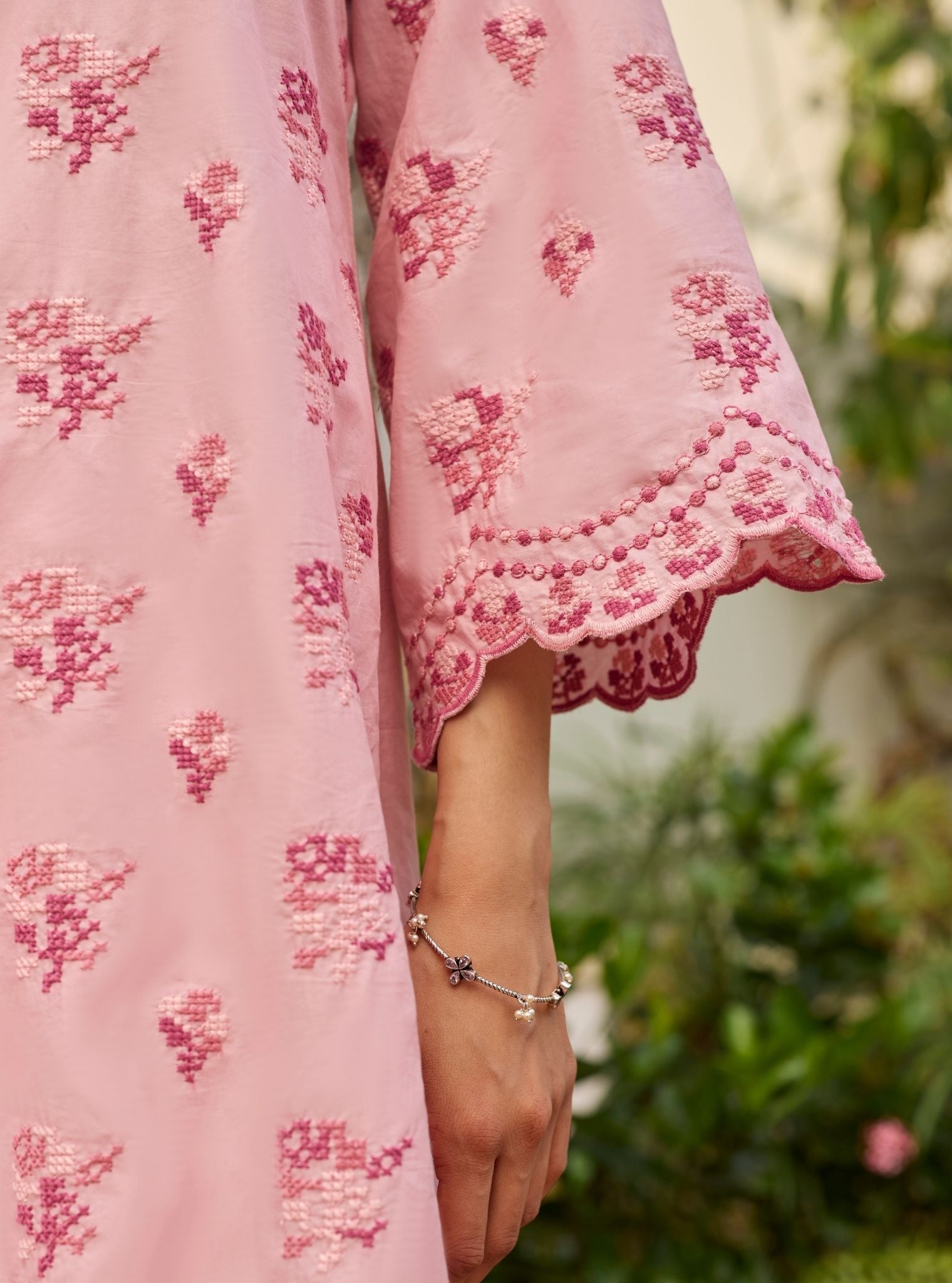 Aviya Supima Cotton Pink Kurta With Farshi Salwar