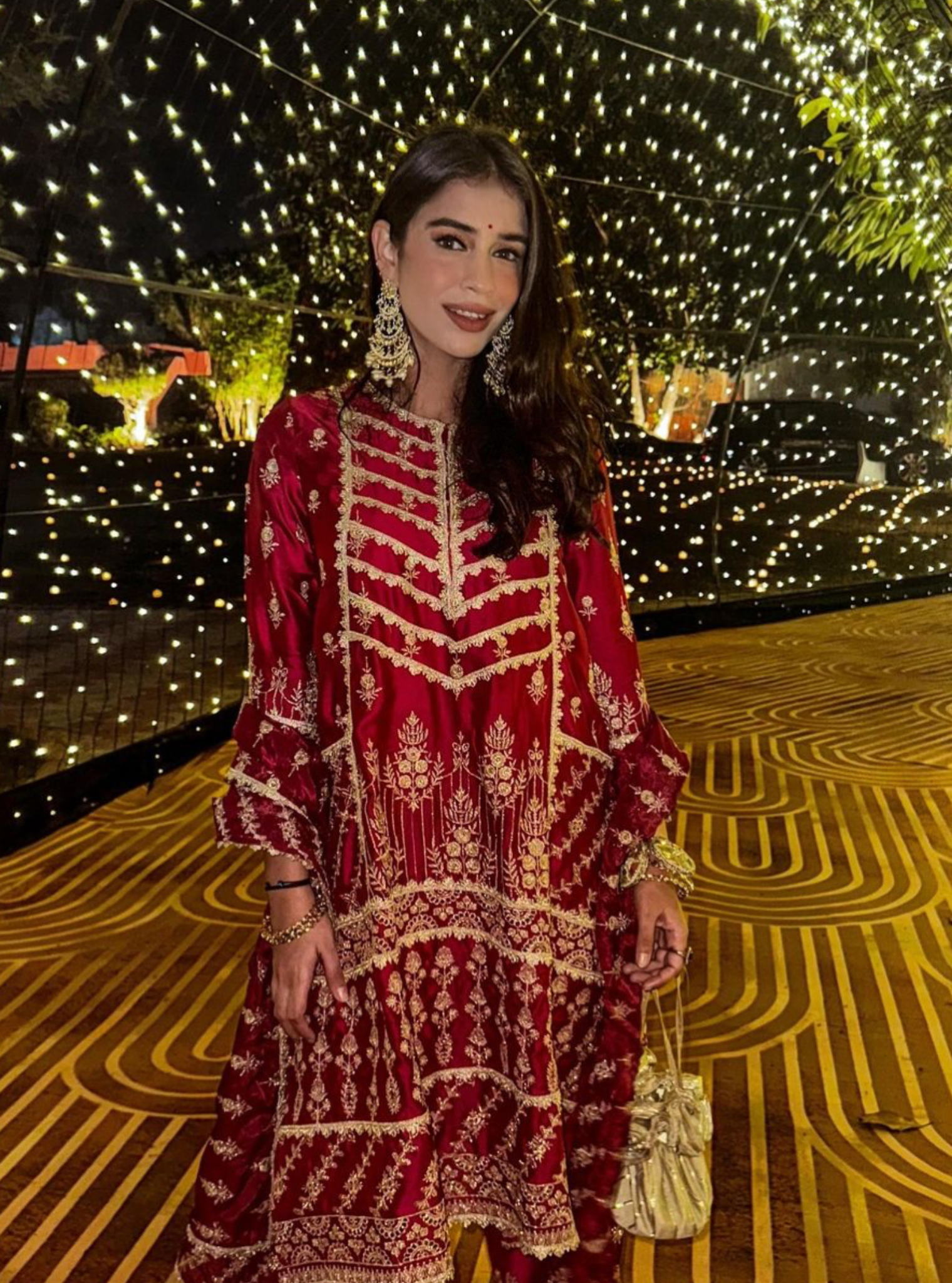 Ambar Organza Satin Red Kurta Set