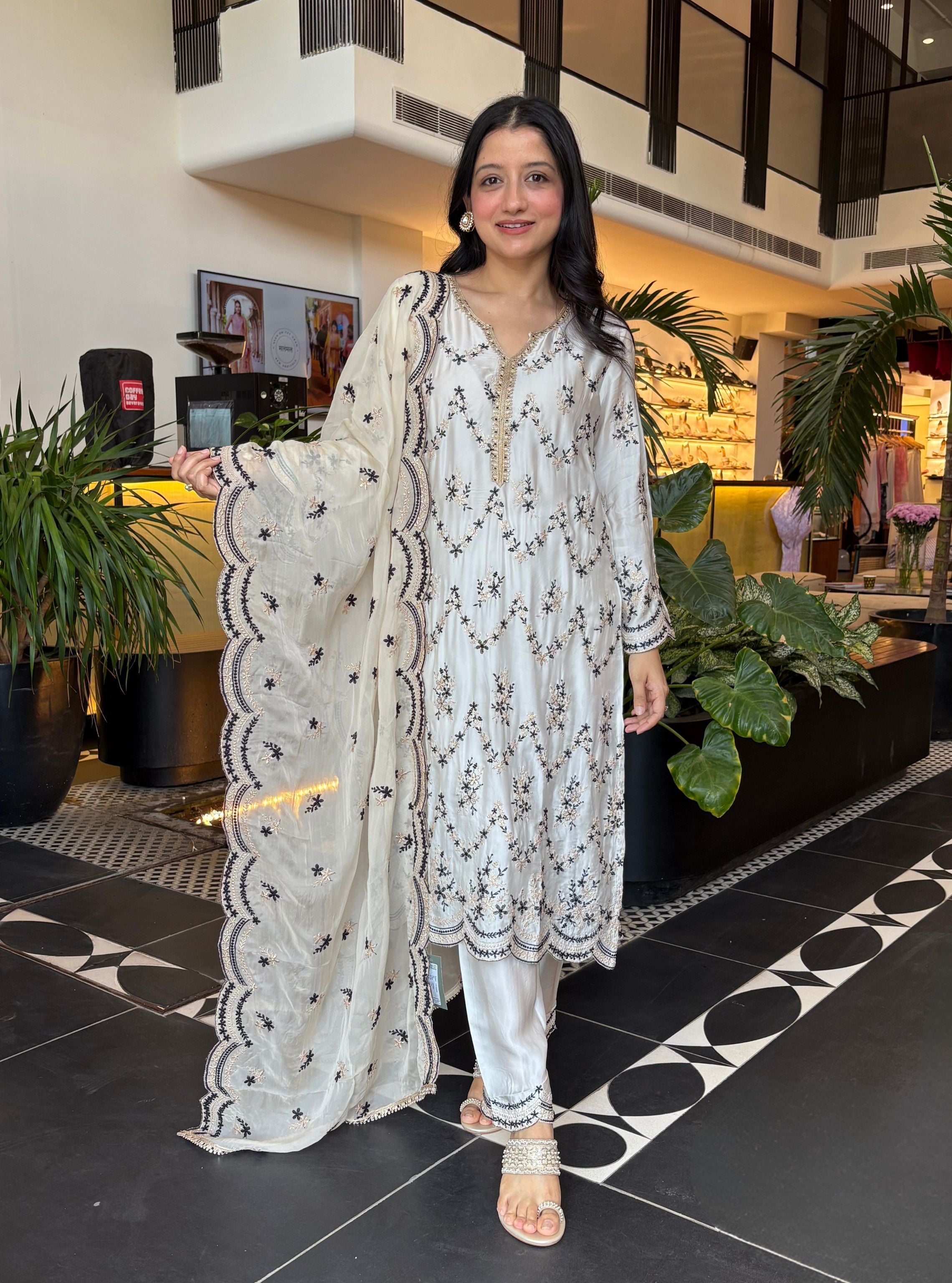 Valaya Cupro White Kurta Set