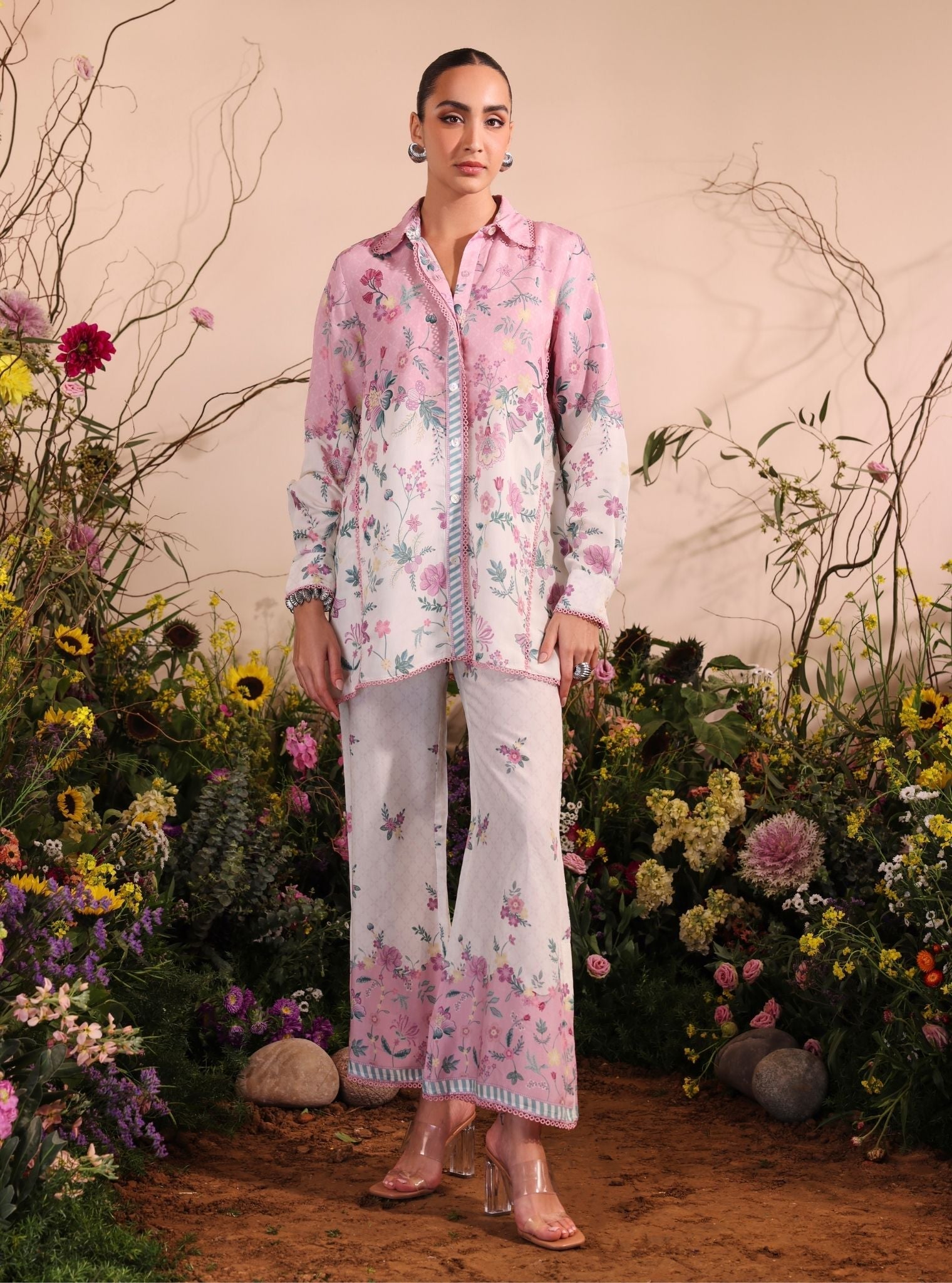 Mulmul Lawn Printed Oona Pink Shirt With Mulmul Lawn Printed Oona Pink Pant