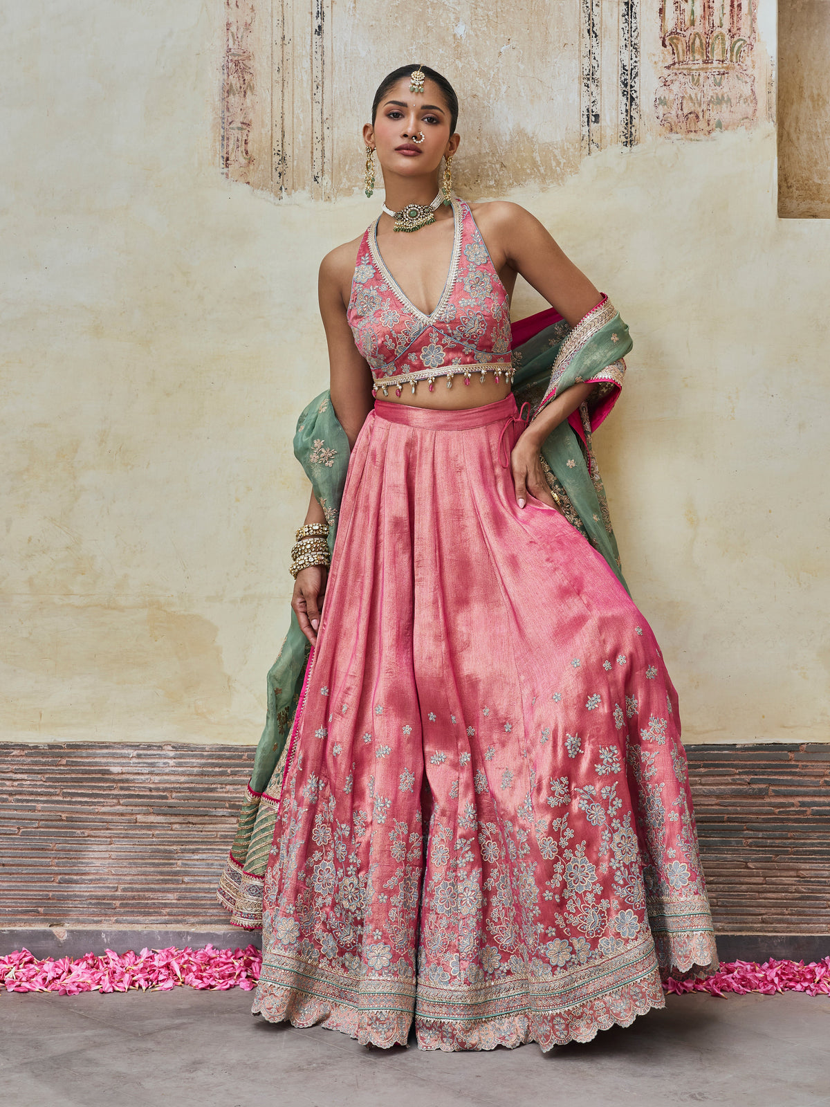 Saawri Bemberg Giraffe Fuchsia Lehenga