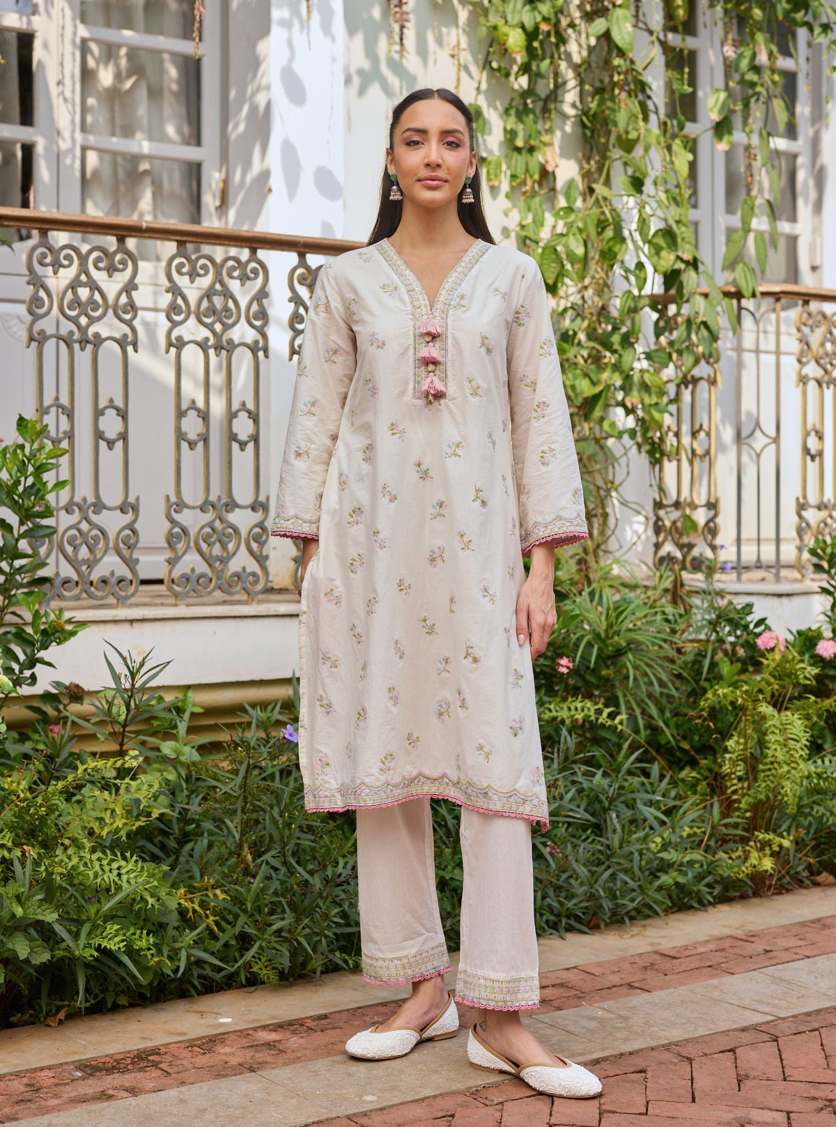 Airaani Supima Cotton Off-White Kurta Set