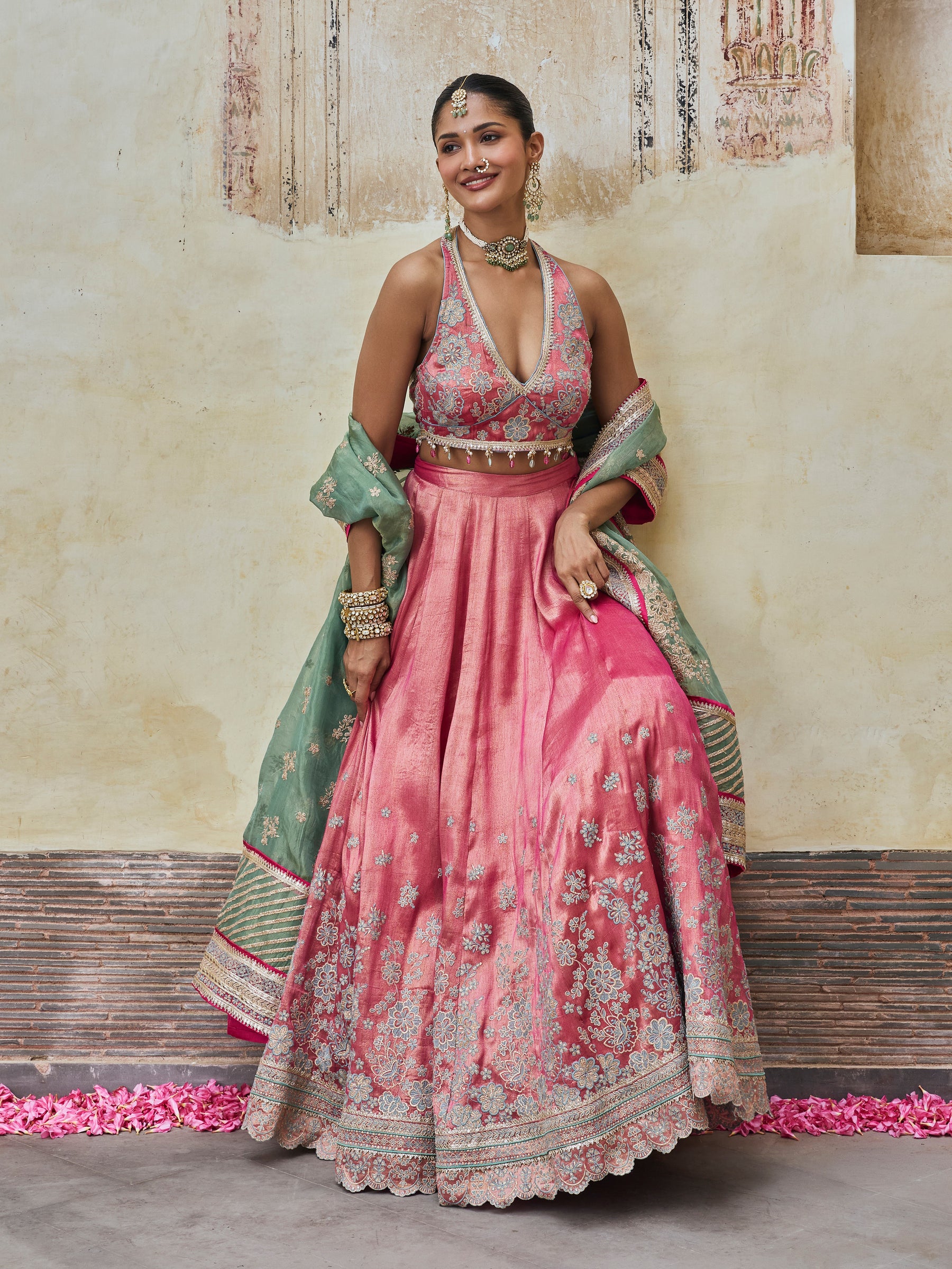 Saawri Bemberg Giraffe Fuchsia Lehenga