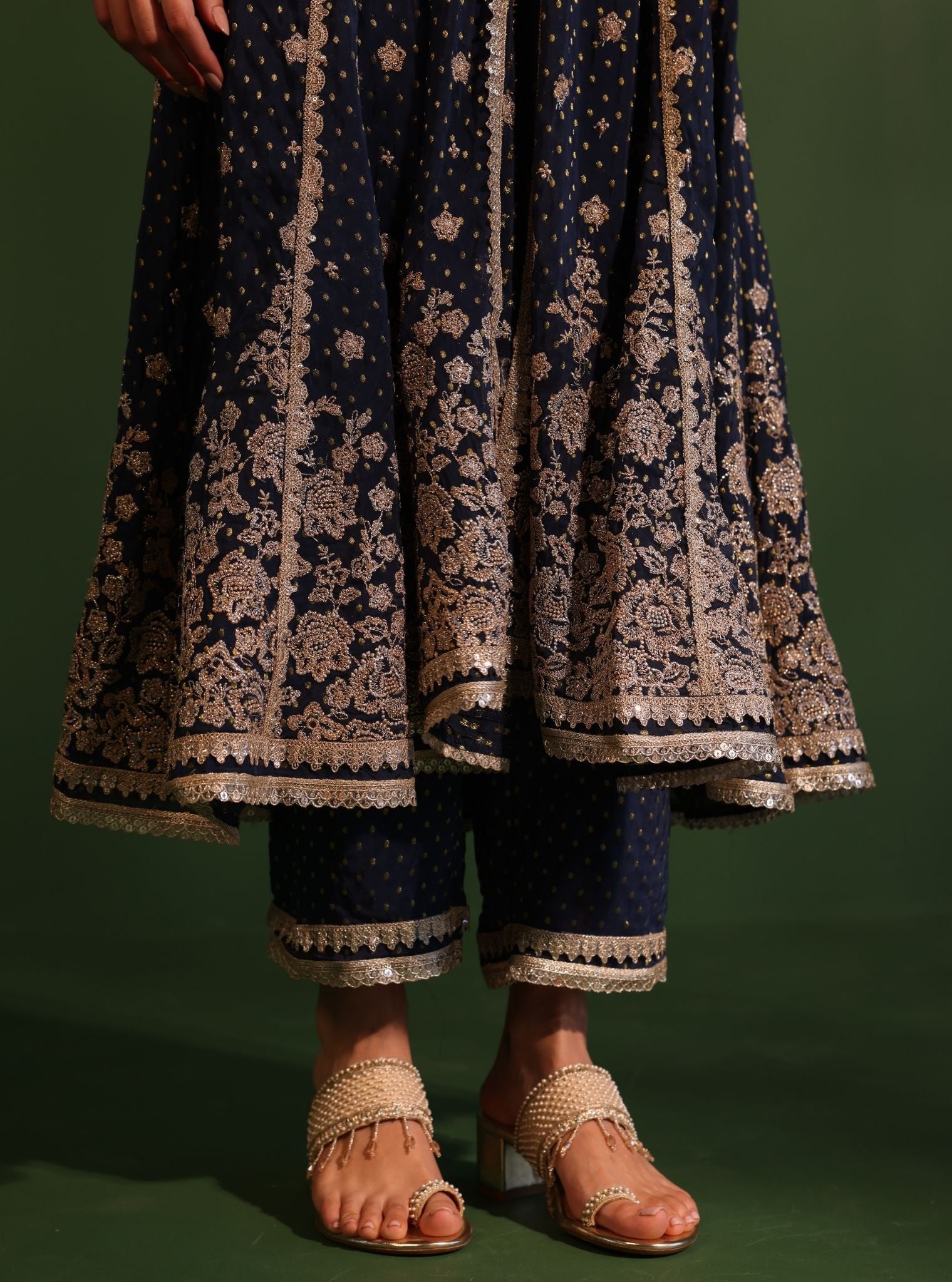 Rangeela Banarsi Navy Anarkali Kurta Set