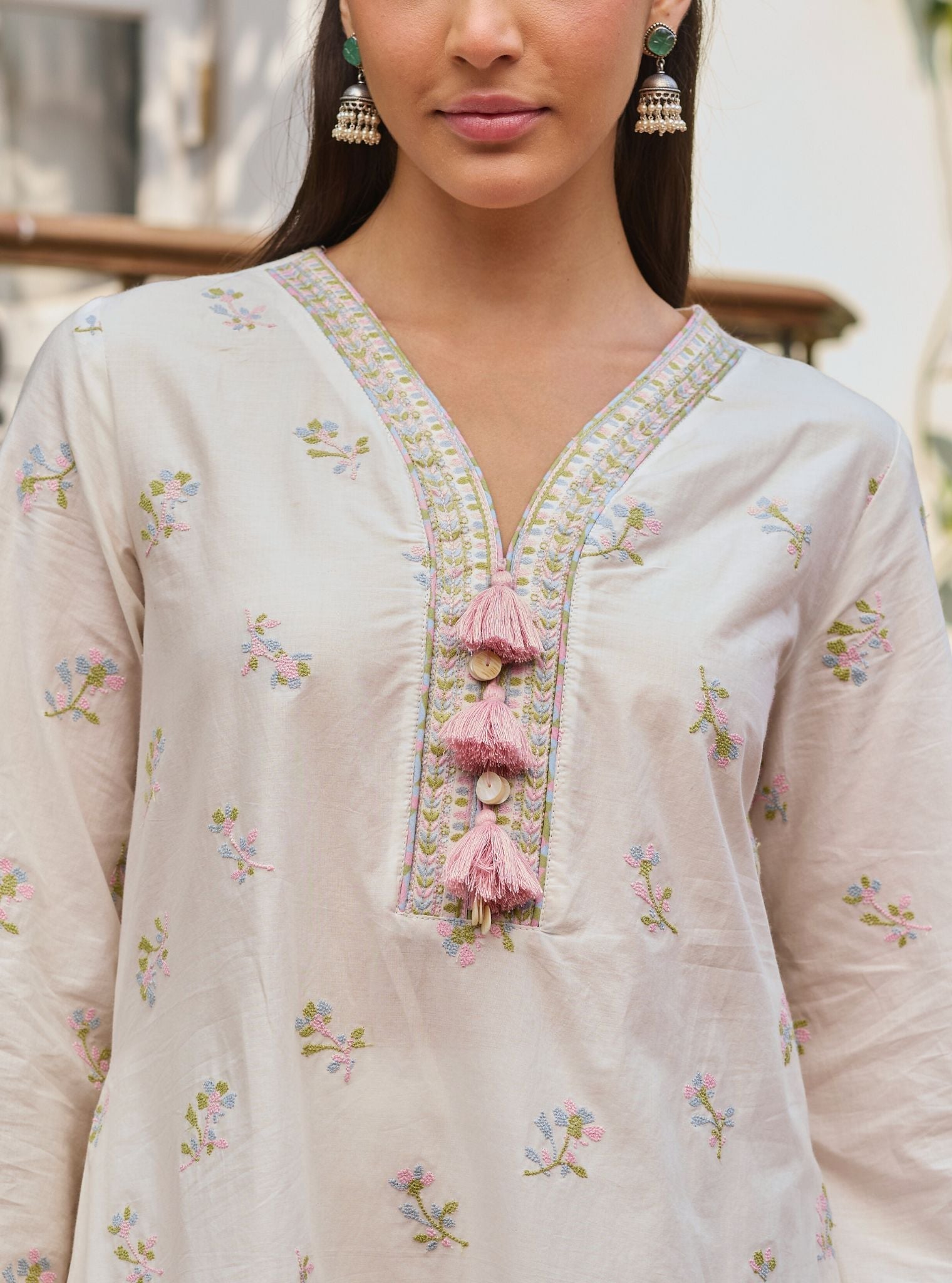 Airaani Supima Cotton Off-White Kurta Set