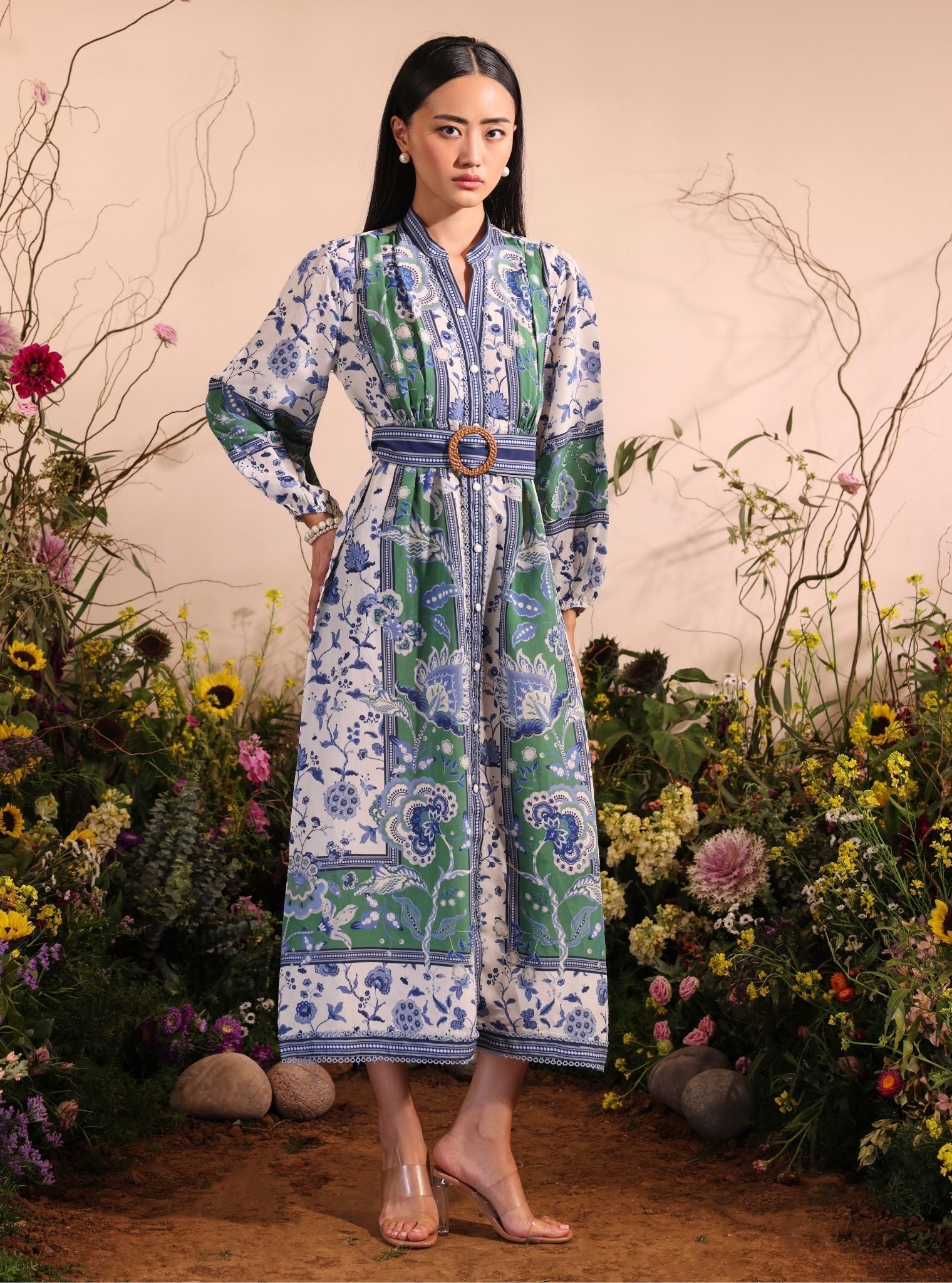 Mulmul Lawn Printed Linnea Off White Dress