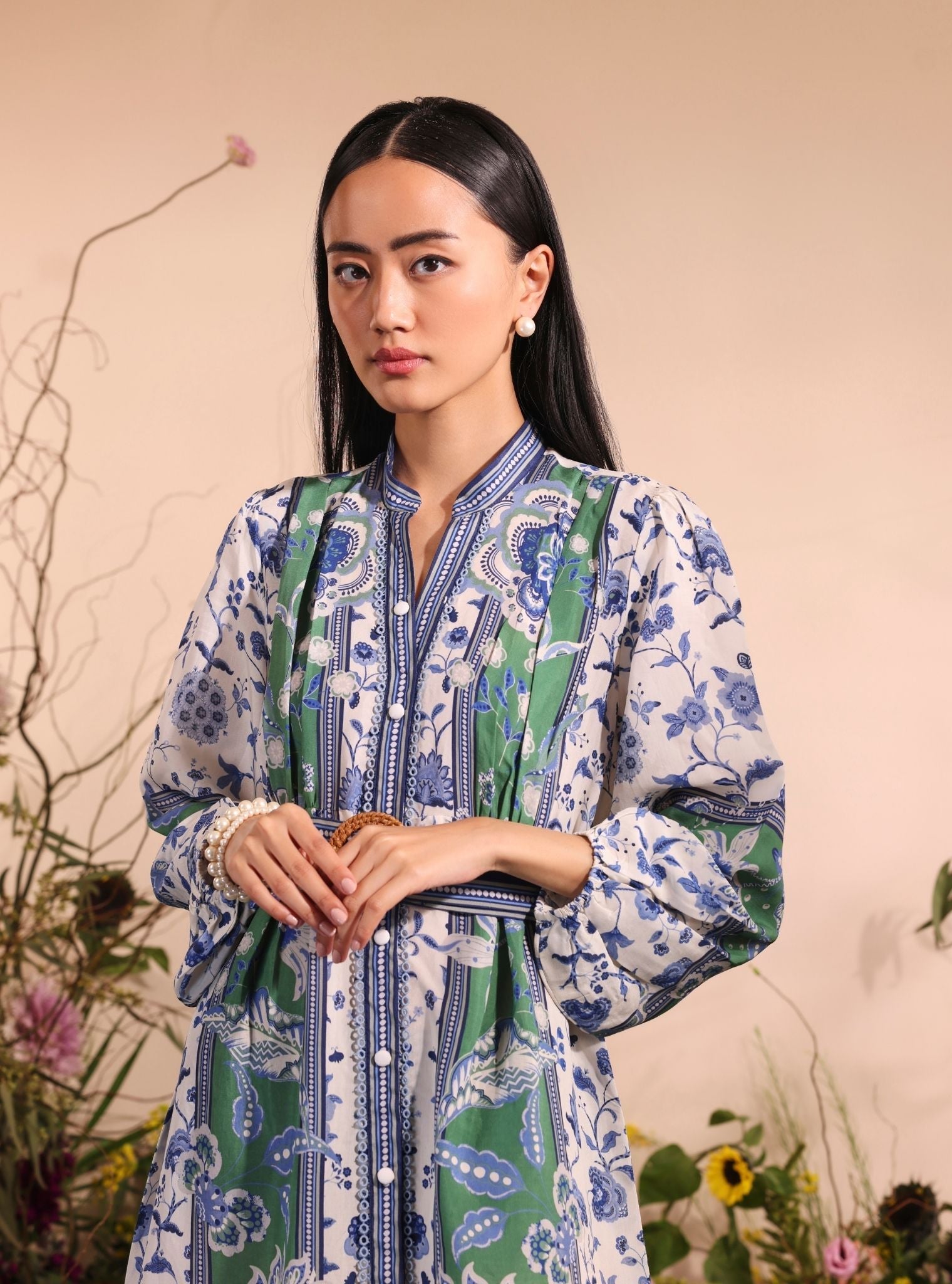 Mulmul Lawn Printed Linnea Off White Dress