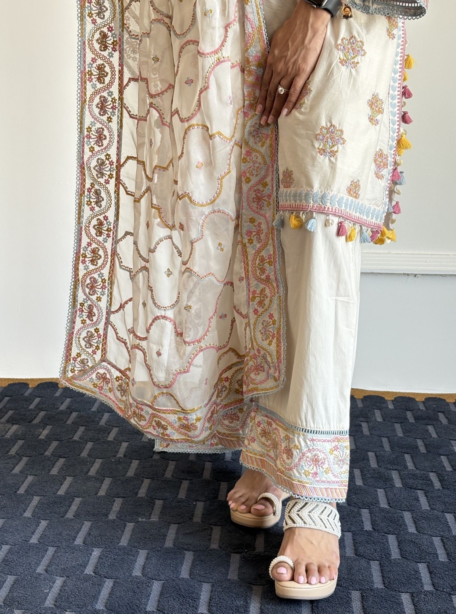 Amoli Supima Cotton Off White Kurta Set