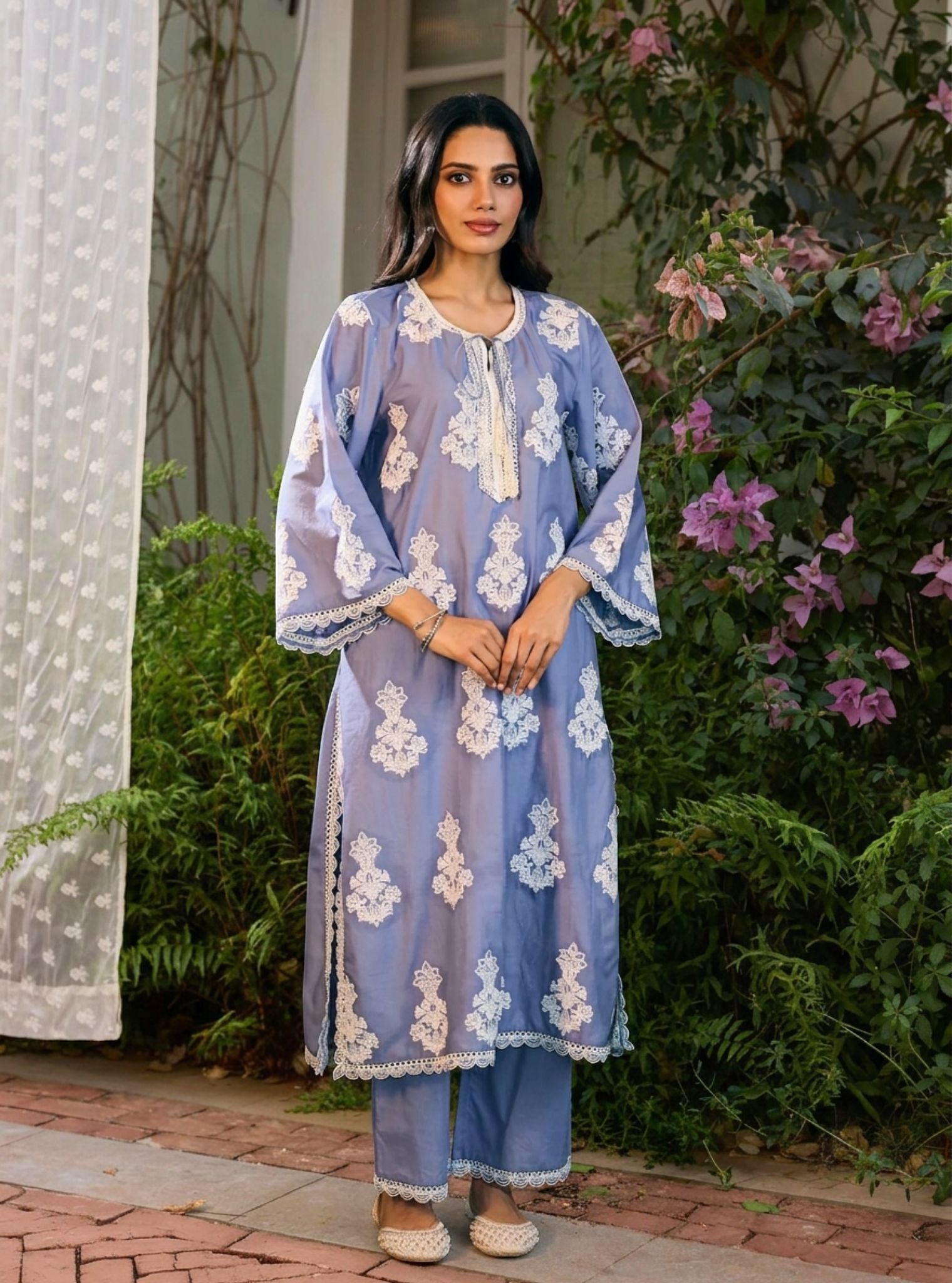 Rimi Supima Cotton Steel Blue Kurta Set