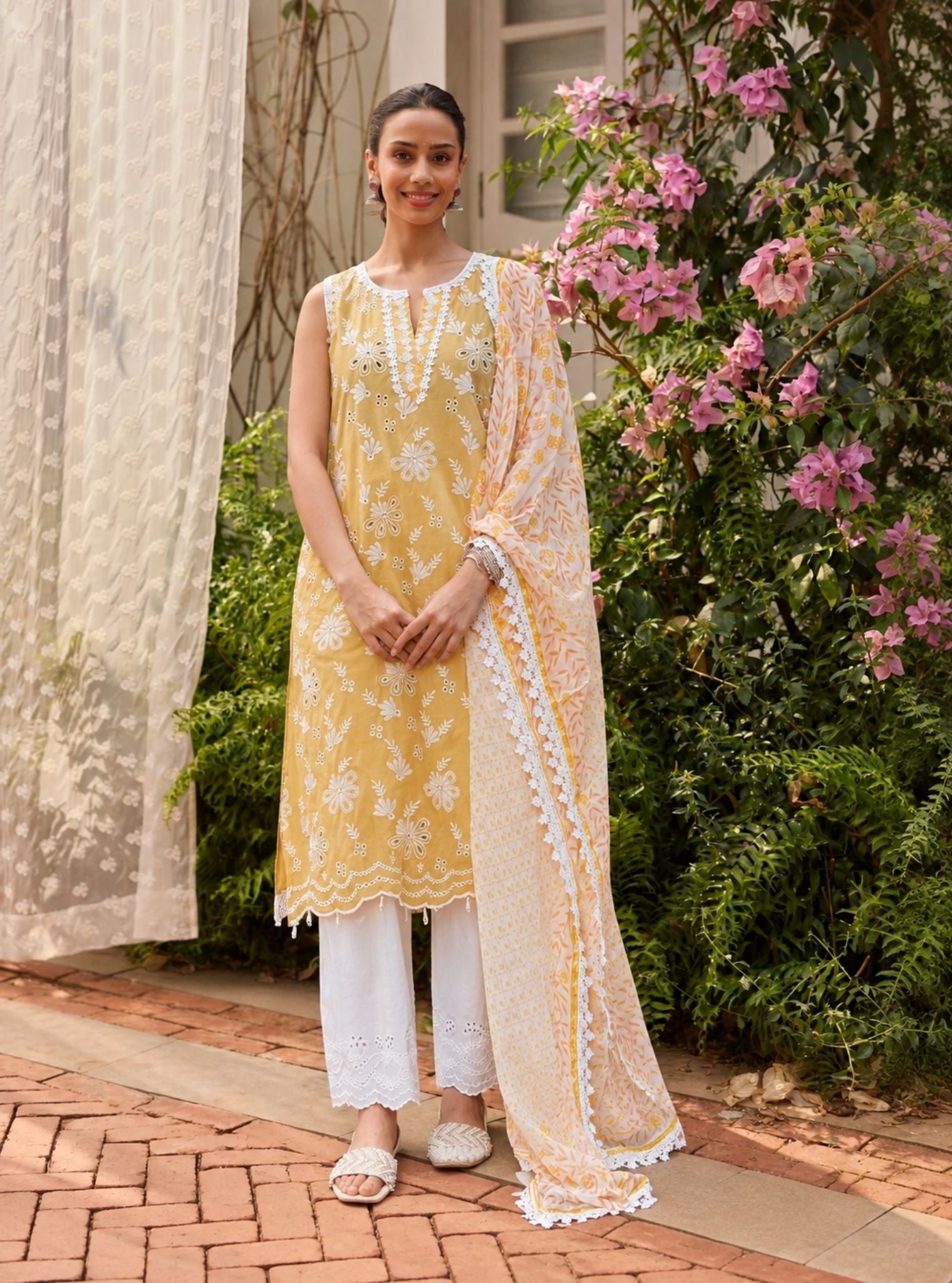Neel Supima Cotton Yellow Kurta Set