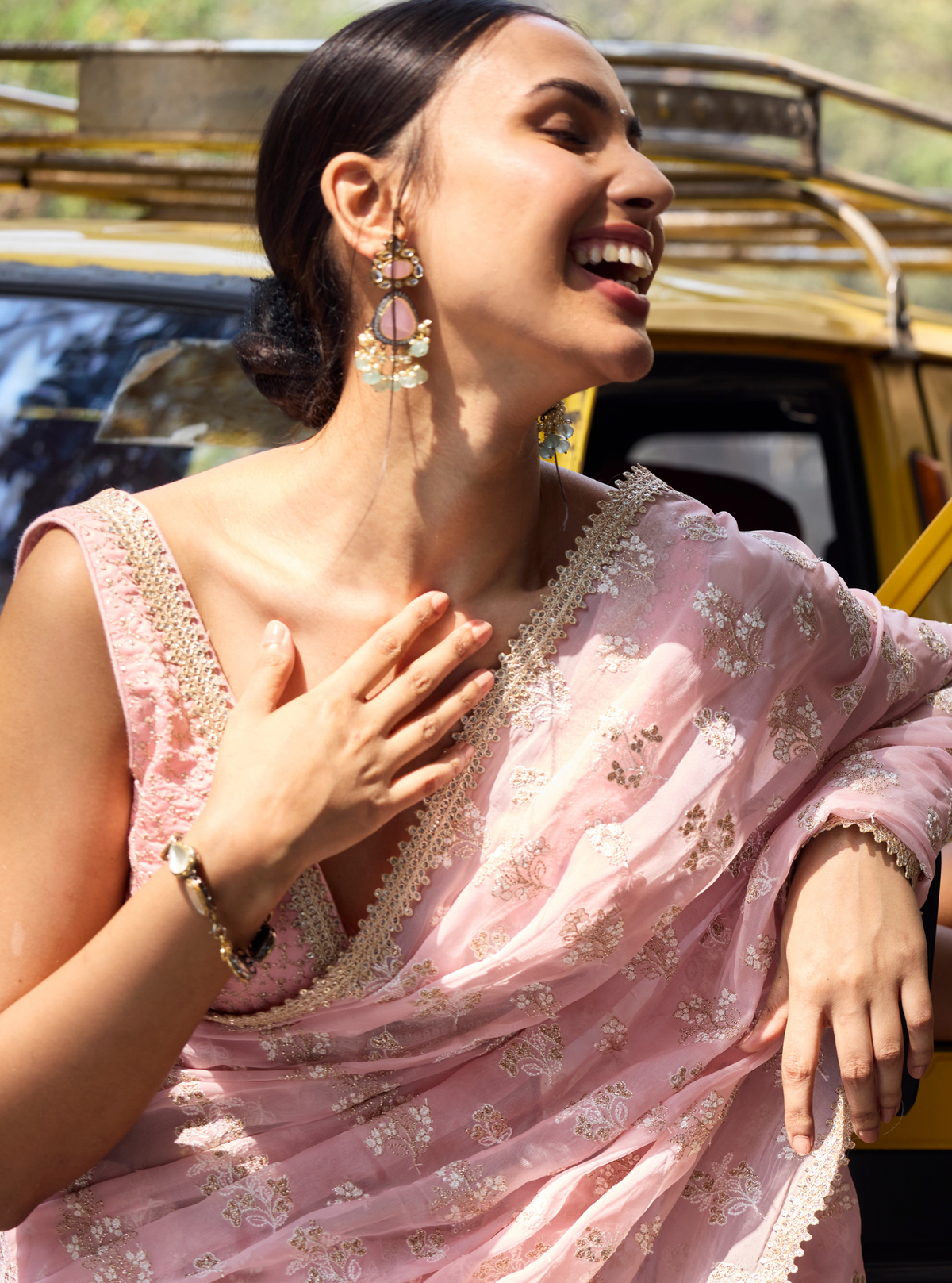 Saroli Organza Light Pink Saree