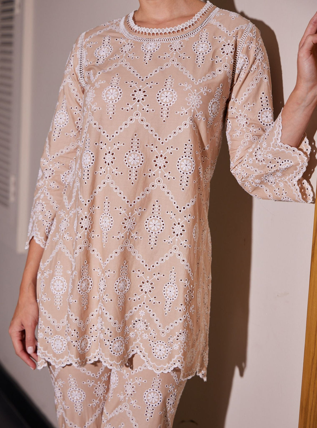 Evelyn Supima Cotton Beige Co-ord Set