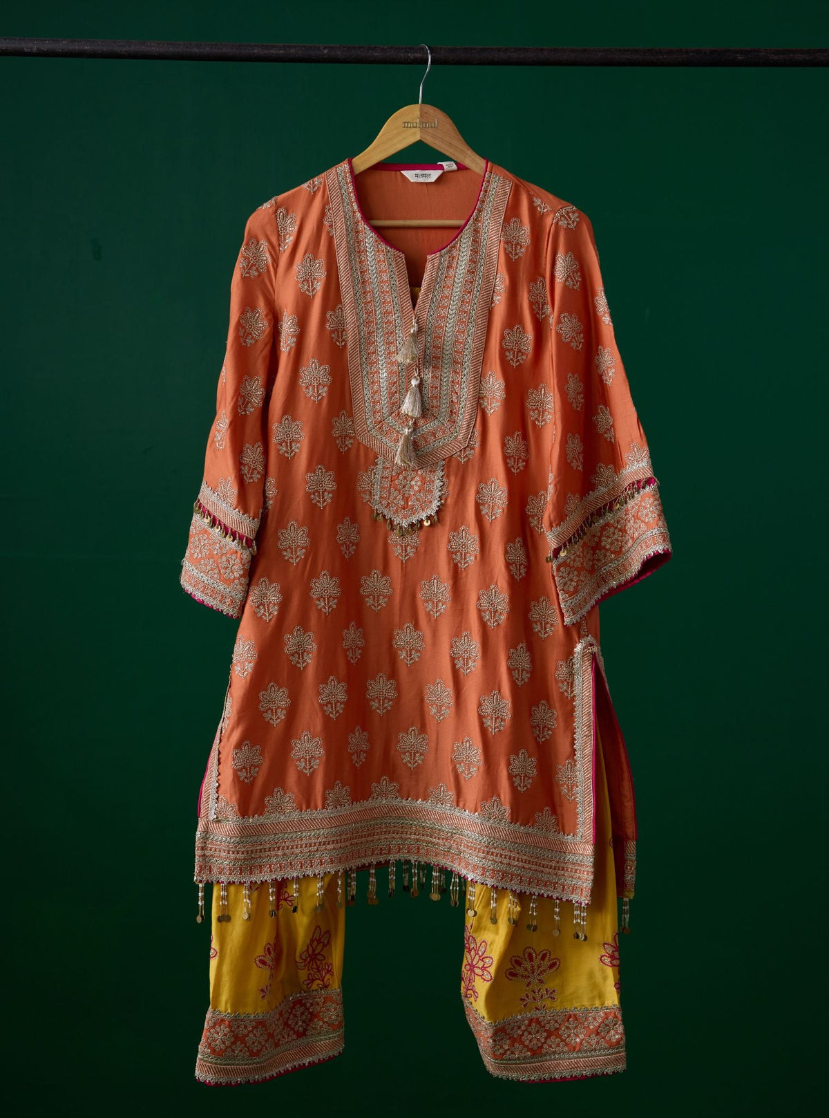 Lani Pima Satin Orange Kurta Set