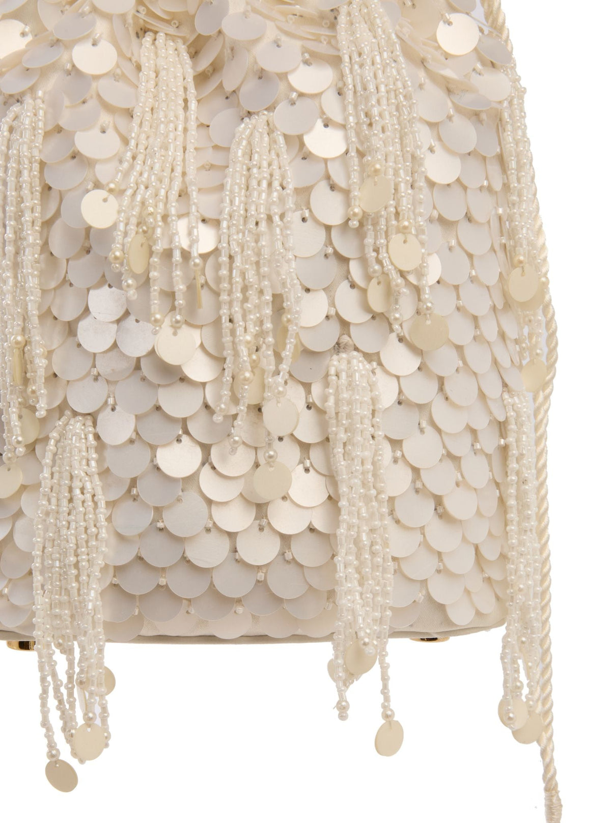 Snowdrop White Tassel Potli Bag