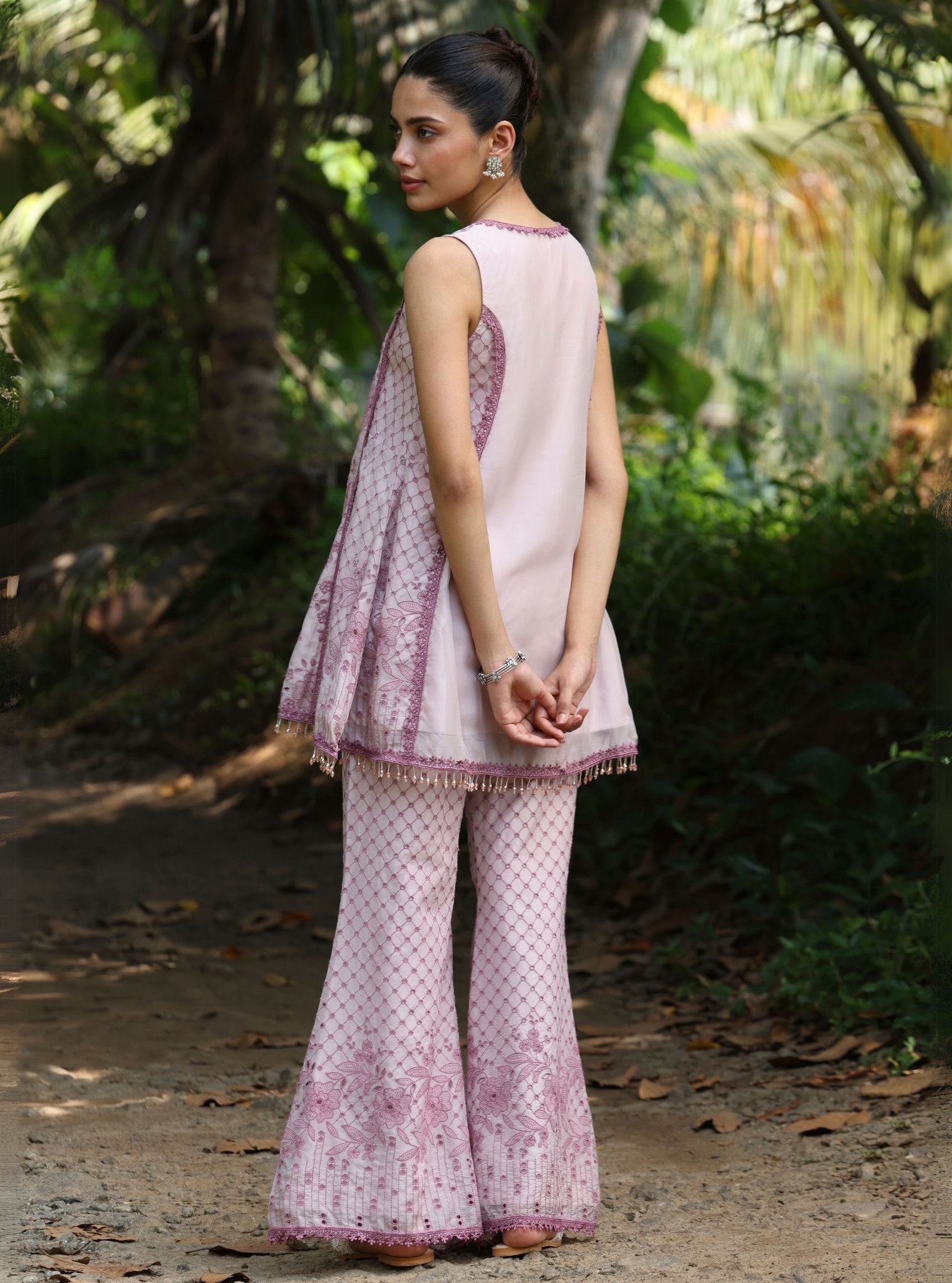 Nithara Organza Dusty Pink Co-ord Set