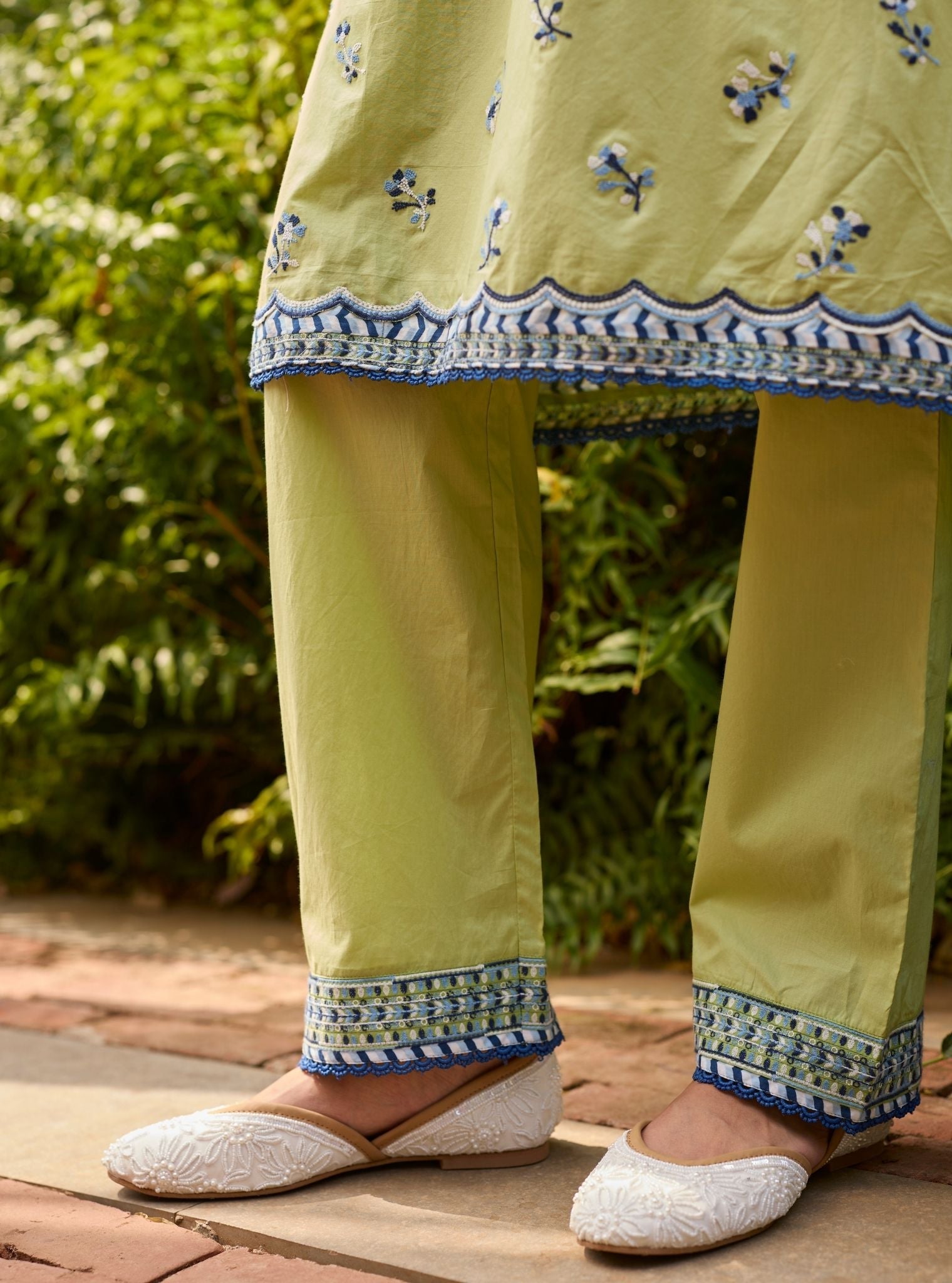 Airaani Supima Cotton Green Kurta Set