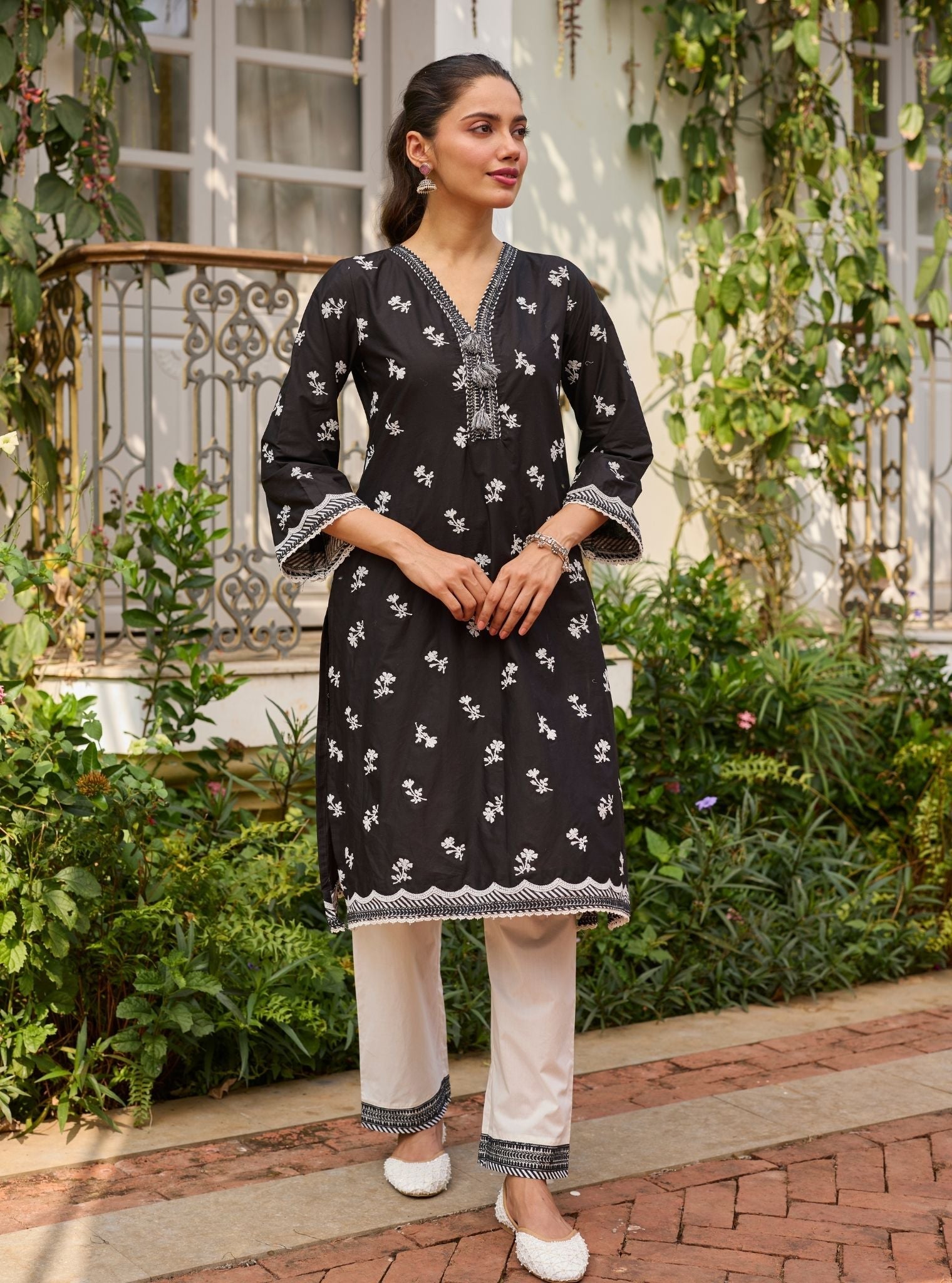 Airaani Supima Cotton Black Kurta Set