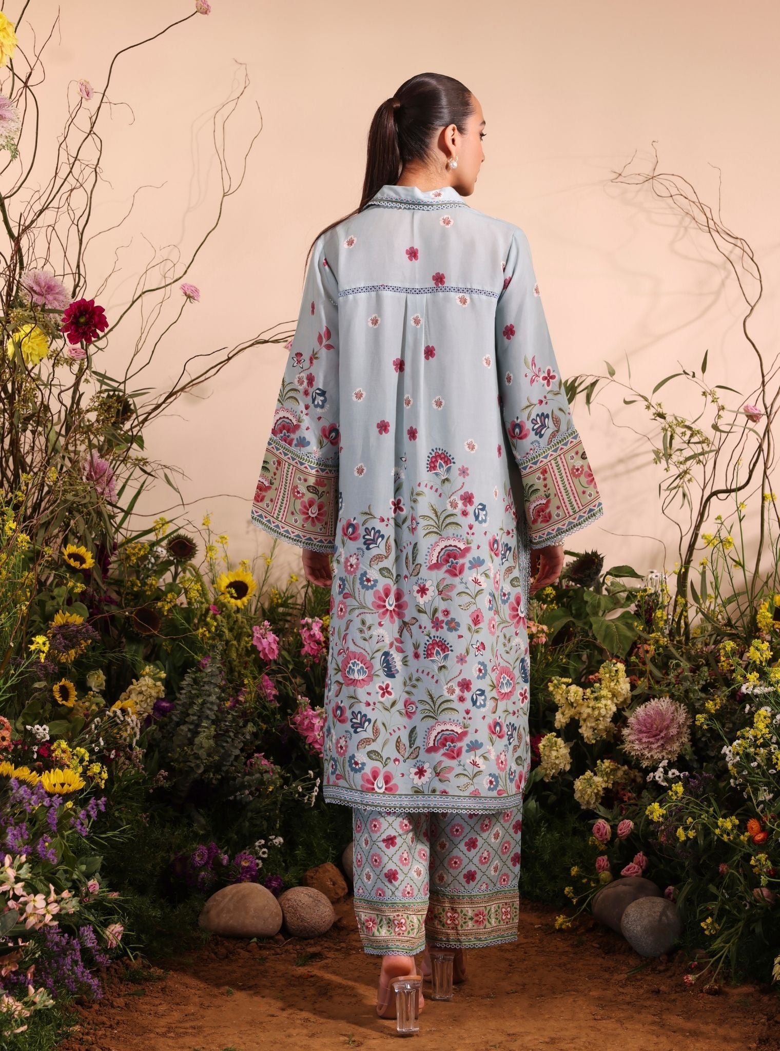 Mulmul Lawn Printed Cormac Blue Shirt With Mulmul Lawn Printed Cormac Blue Pant