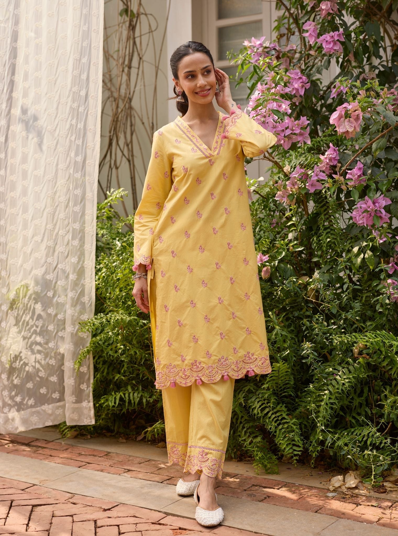 Lumae Supima Cotton Yellow Kurta Set
