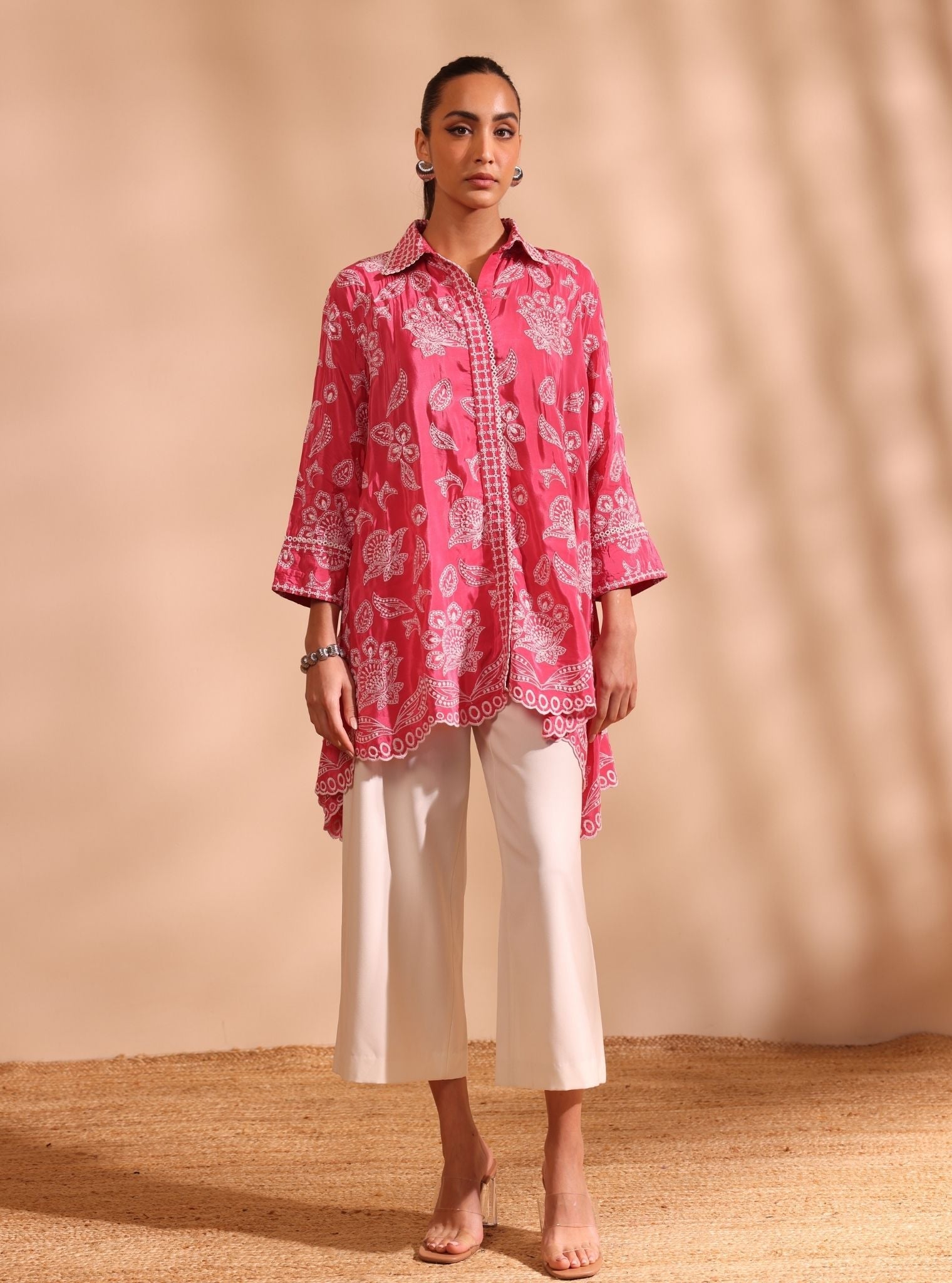 Mulmul Crepe Luan Fuschia Shirt