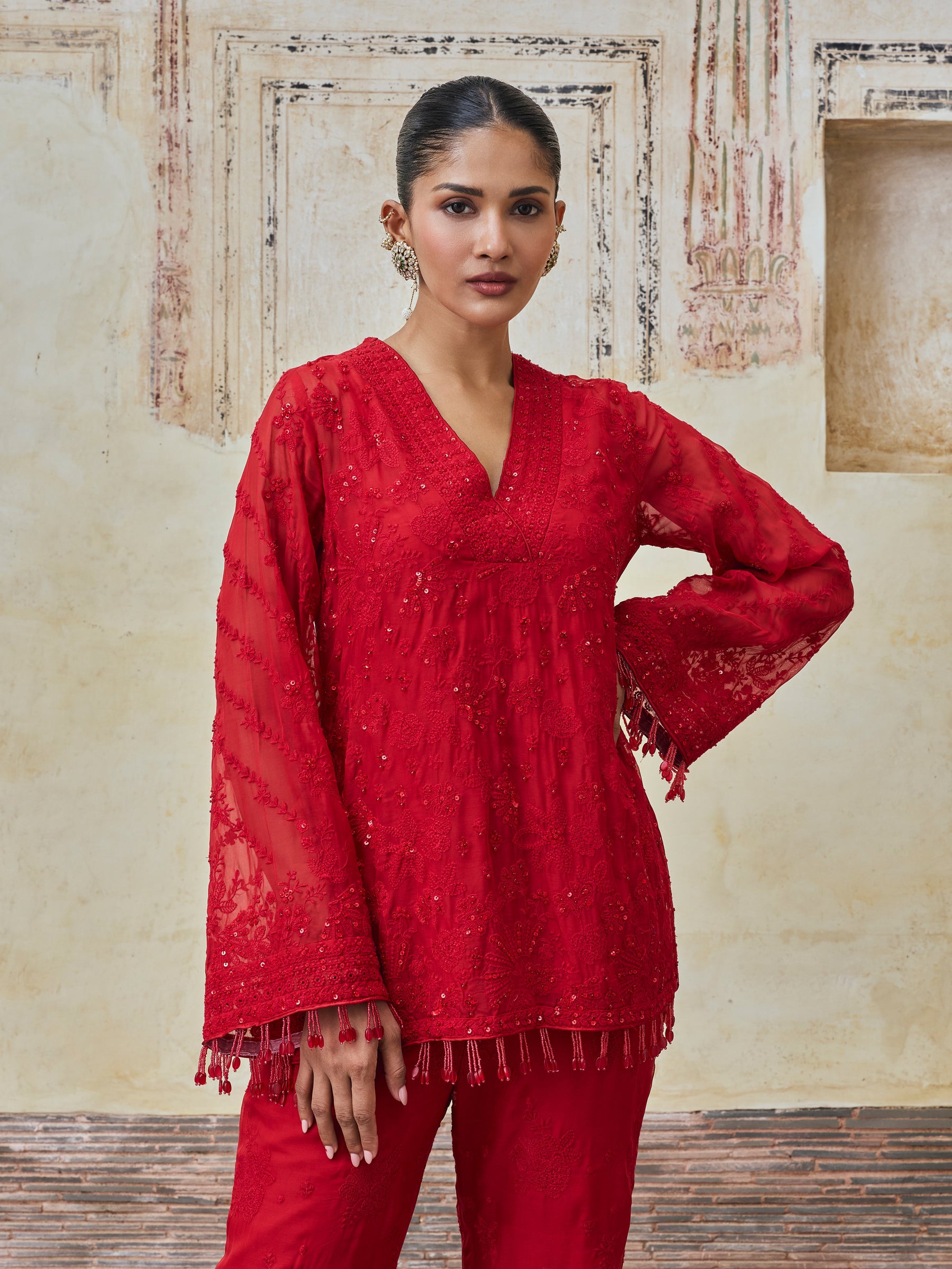 Reja Organza Red Co-ord Set