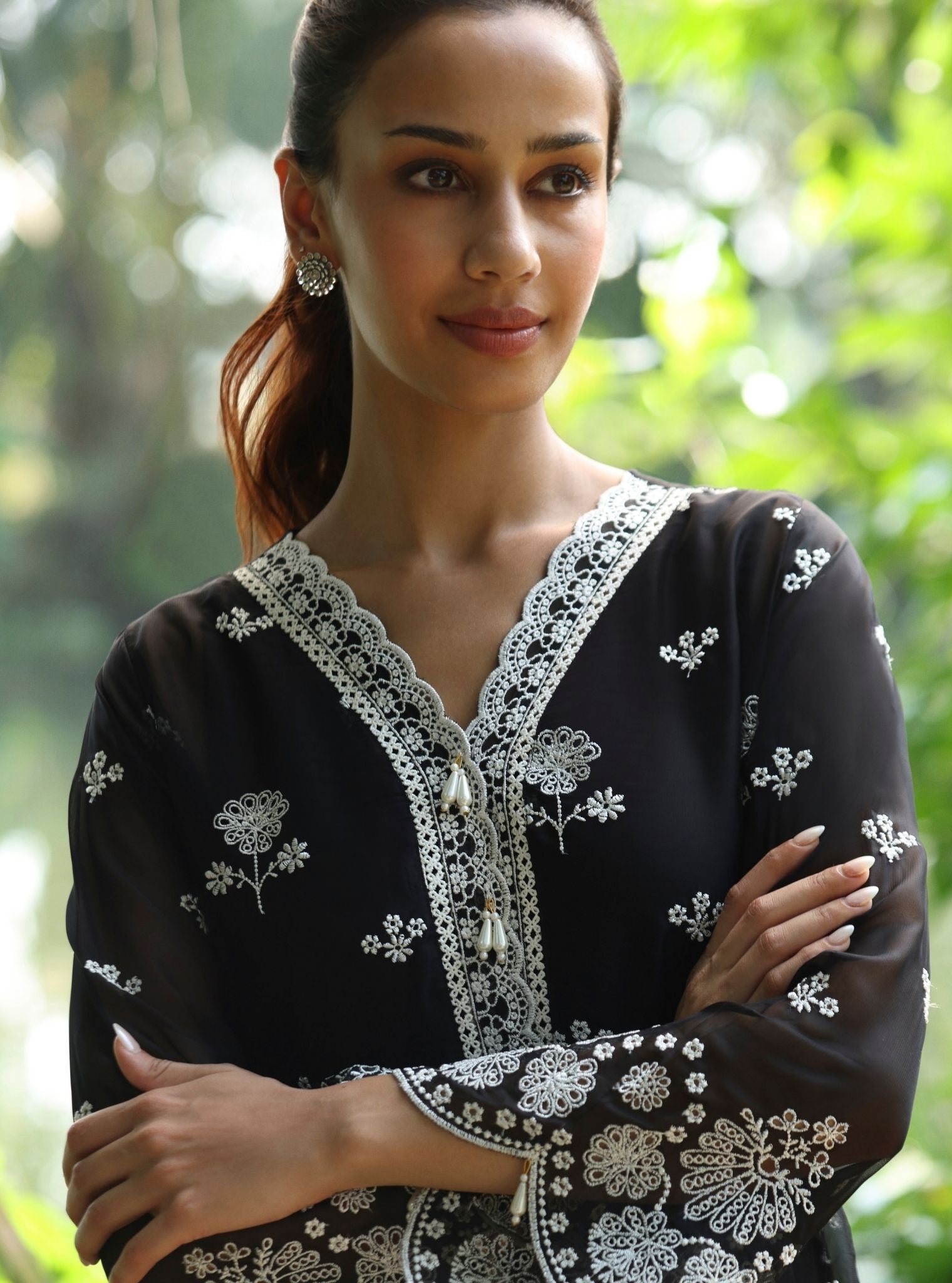 Kiyan Organza Black Kurta Set