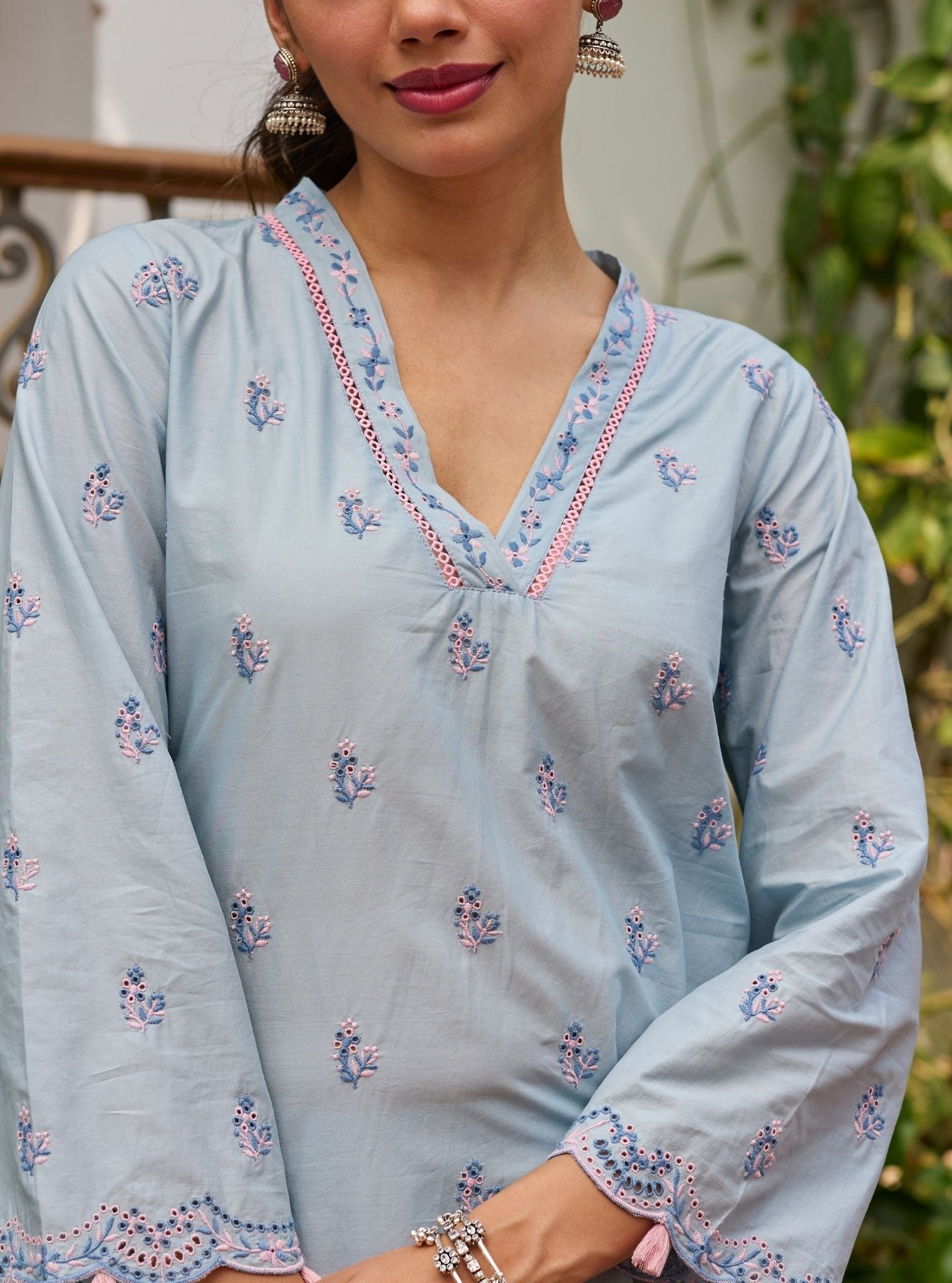 Lumae Supima Cotton Blue Kurta Set