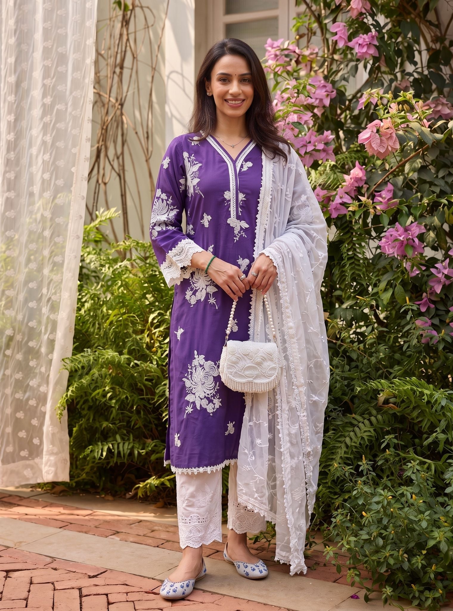 Iraavat Supima Cotton Purple Kurta Set