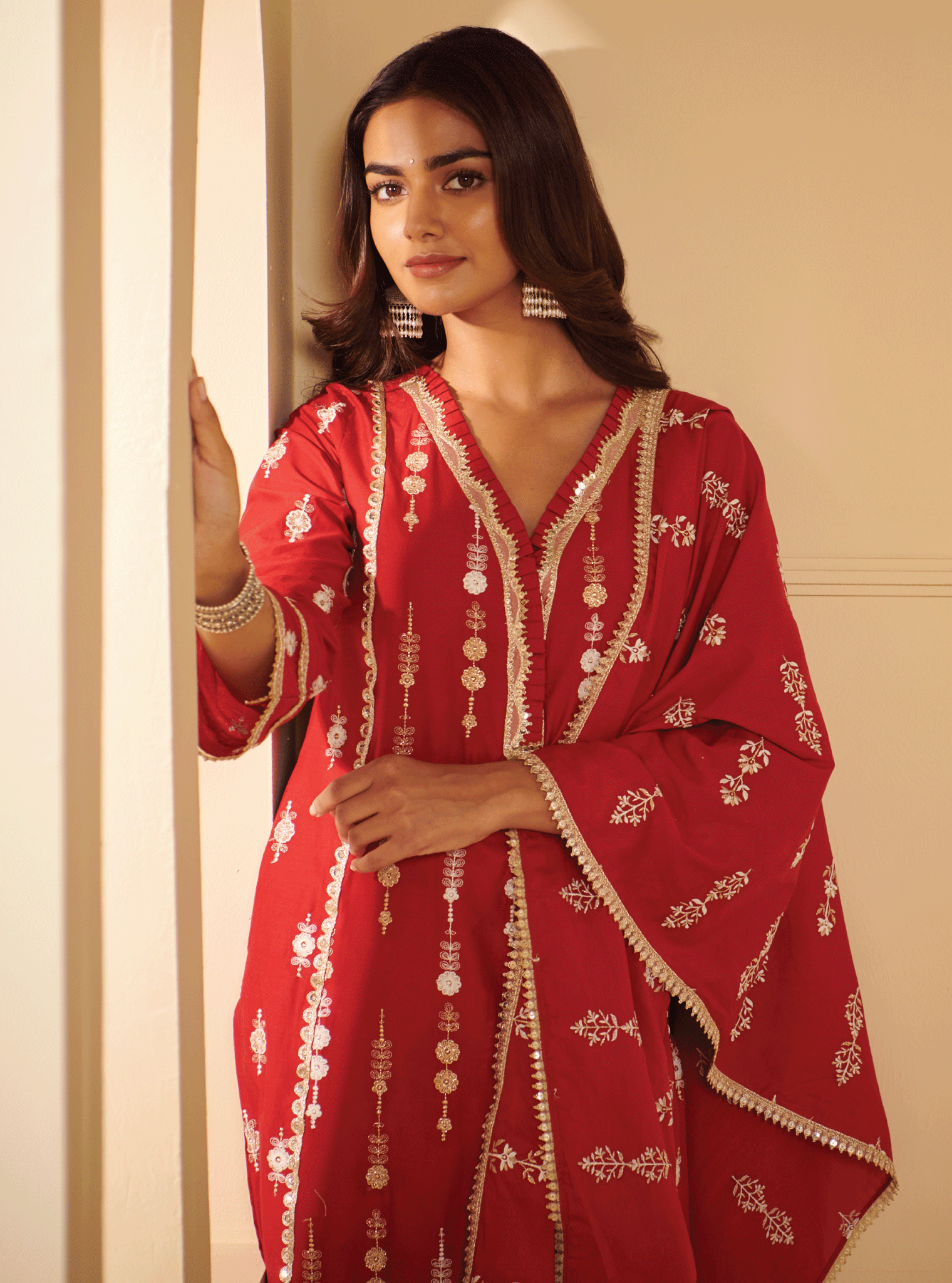 Beki Supima Cotton Red Kurta Set