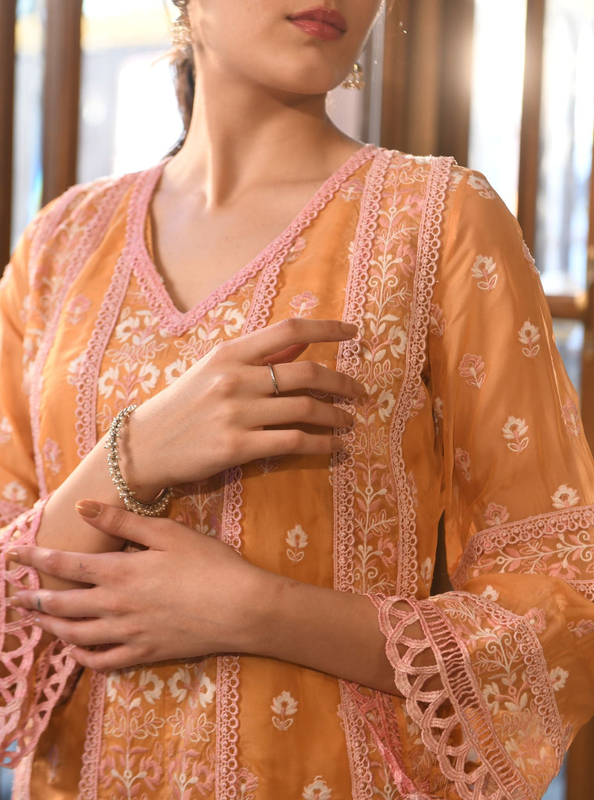 Paniz Organza Orange Kurta Set