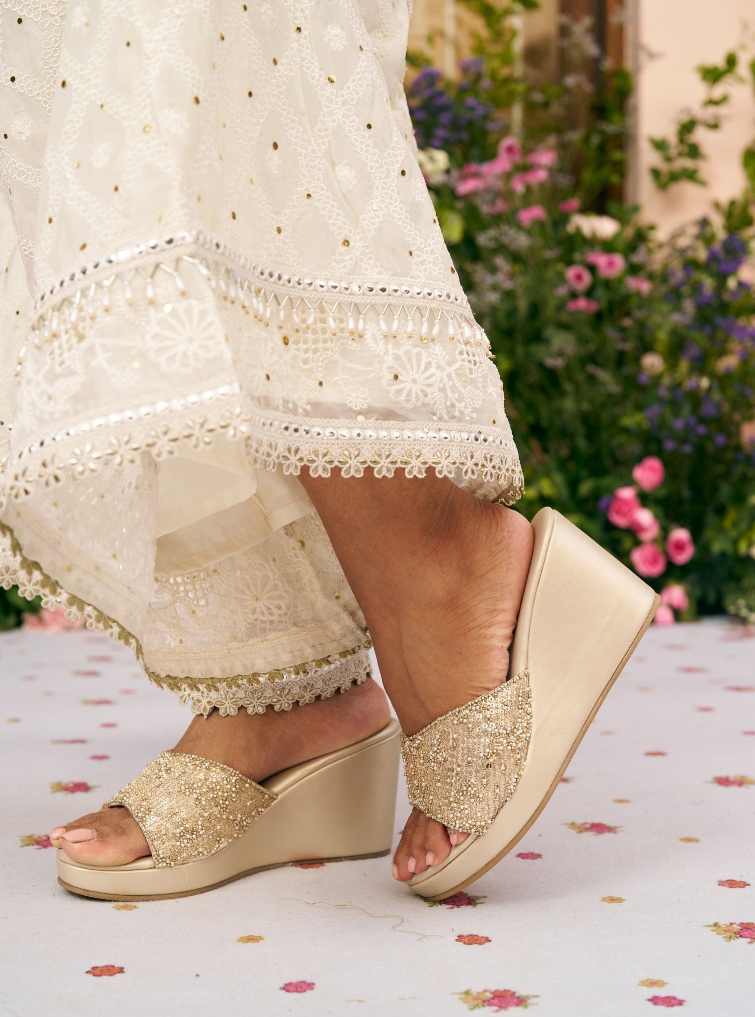 Elena Gold Vegan Wedge