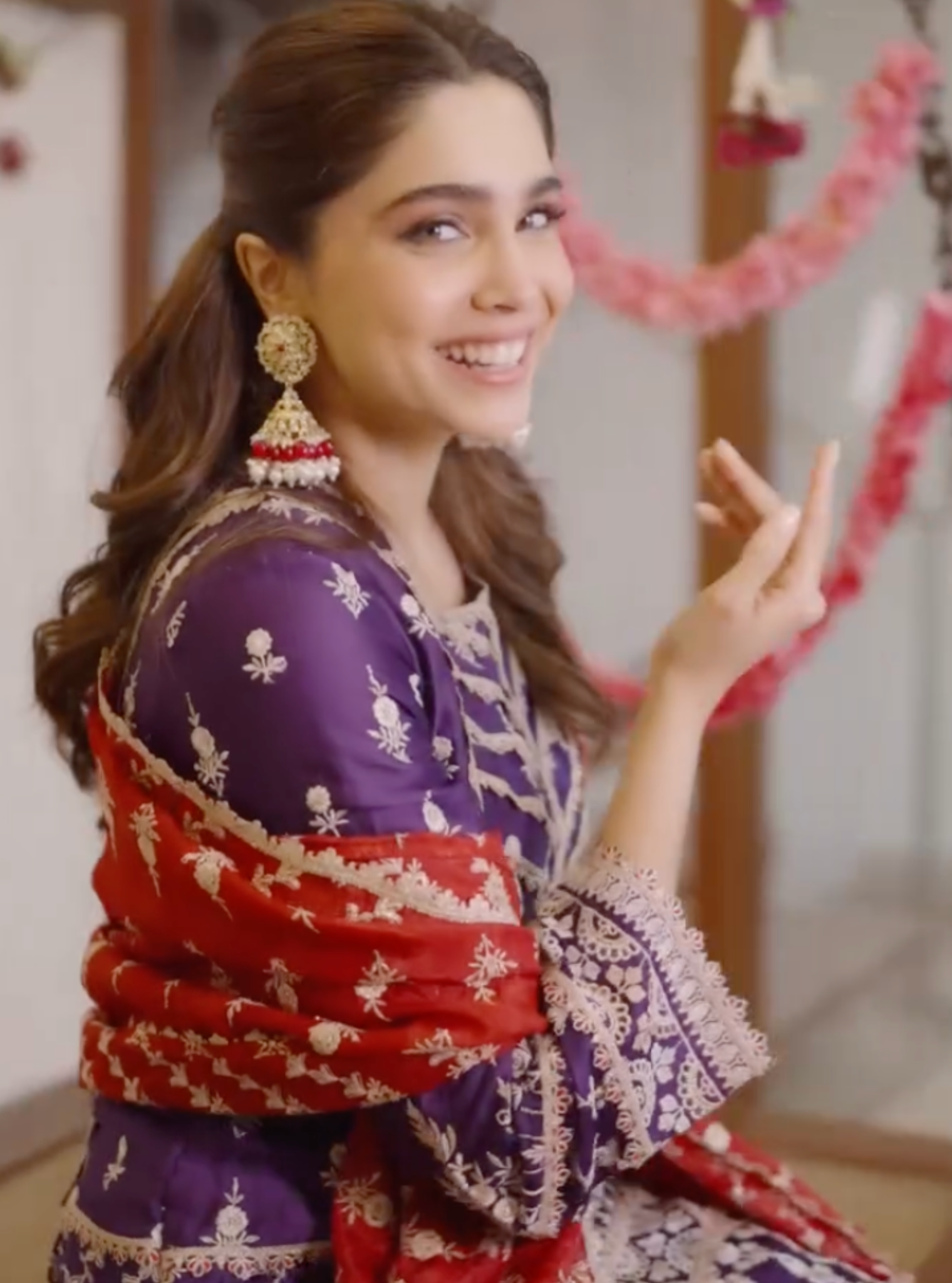 Ambar Organza Satin Purple Kurta Set
