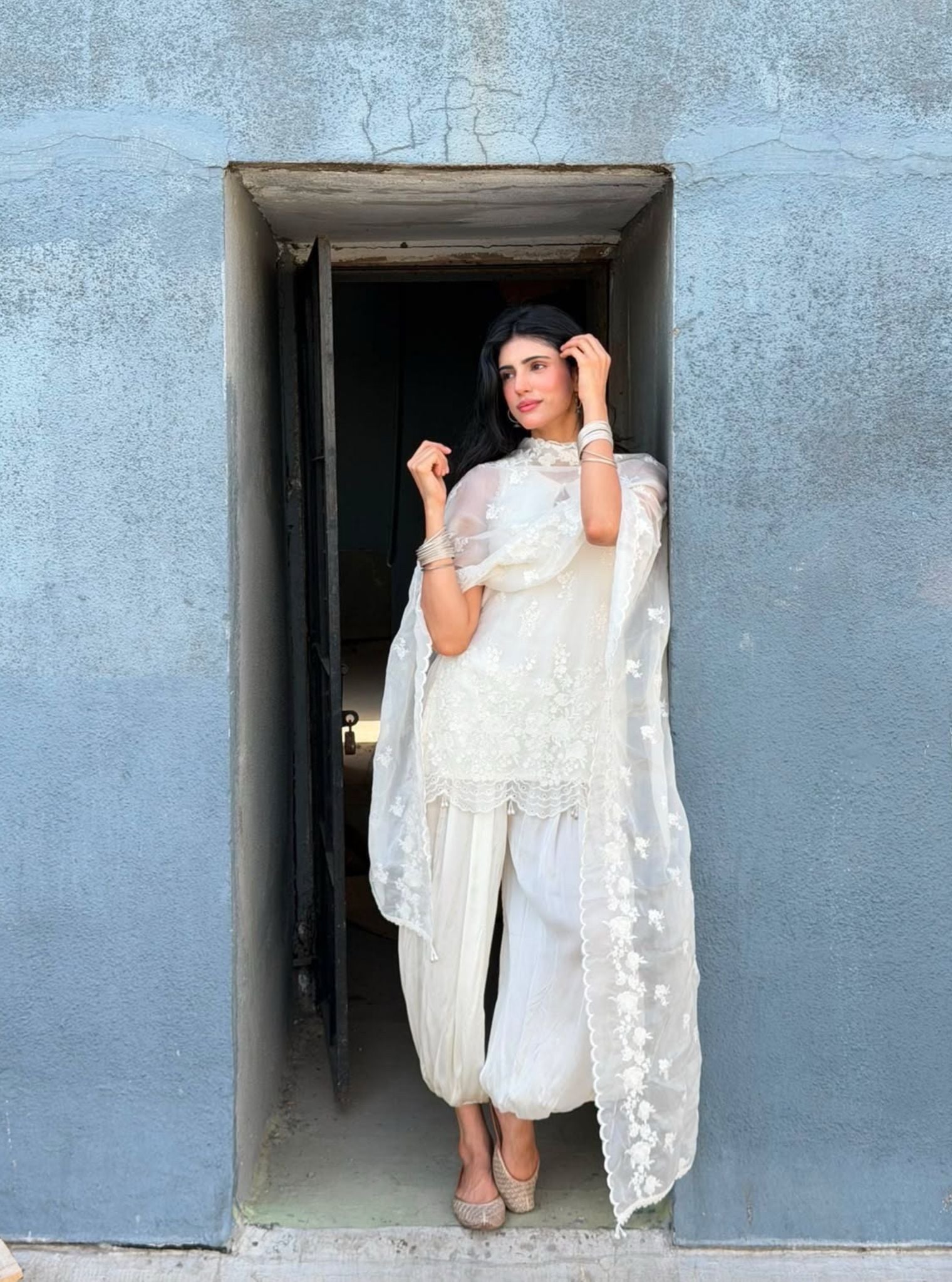 Nino Organza Off White Kurta Set