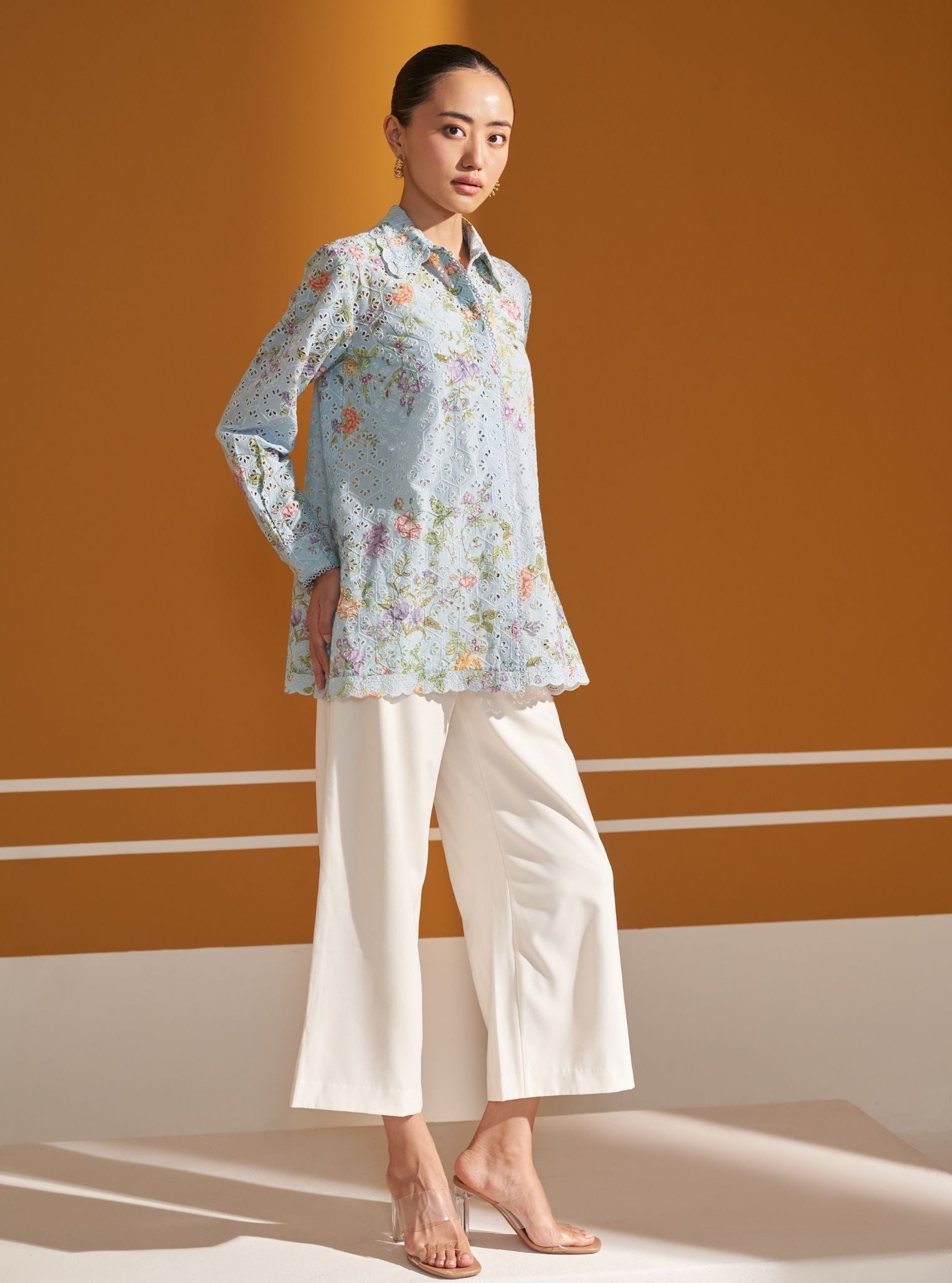 Beatrice Cotton Printed Blue Shirt