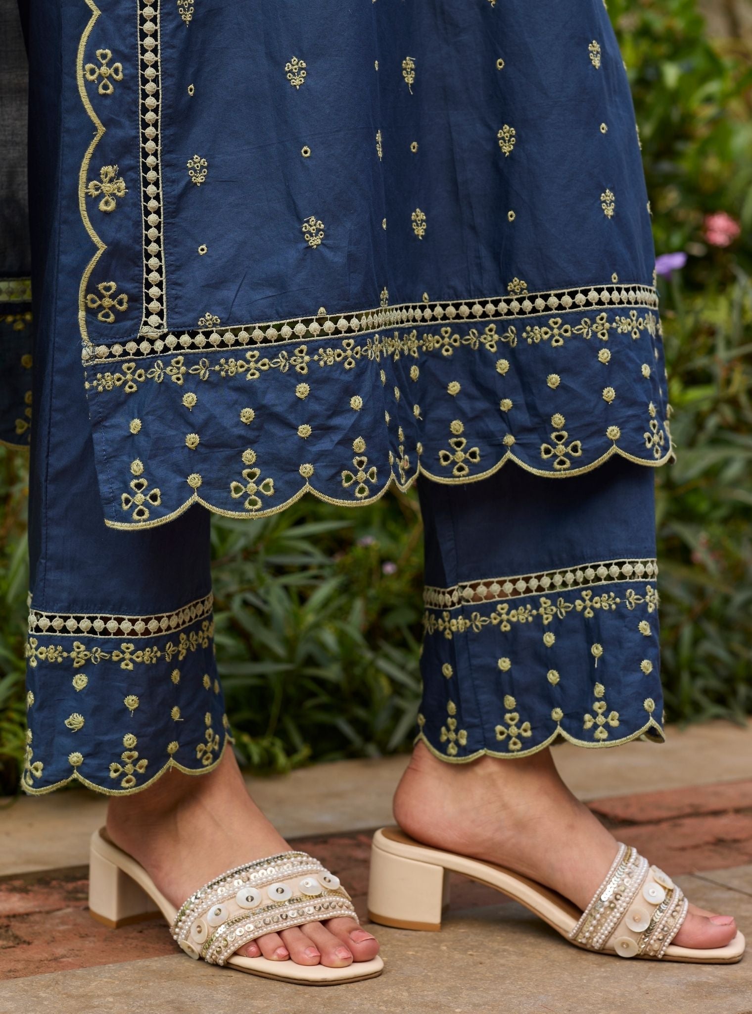 Anra Supima Cotton Navy Kurta Set