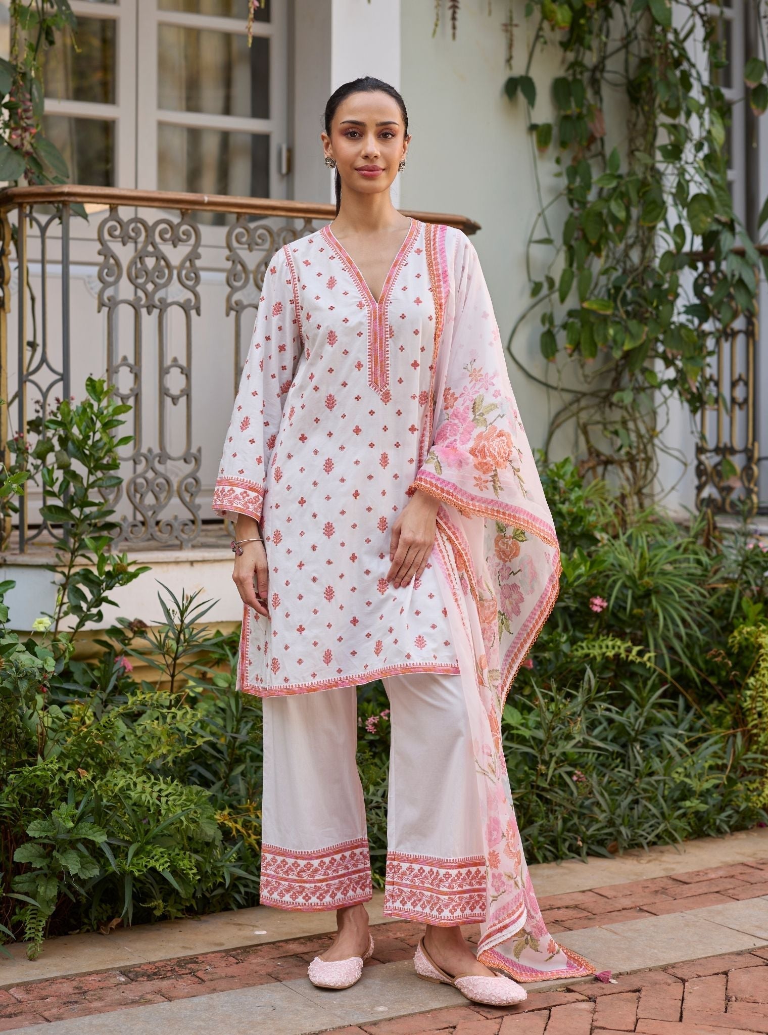 Vysa Supima Cotton White Kurta Set