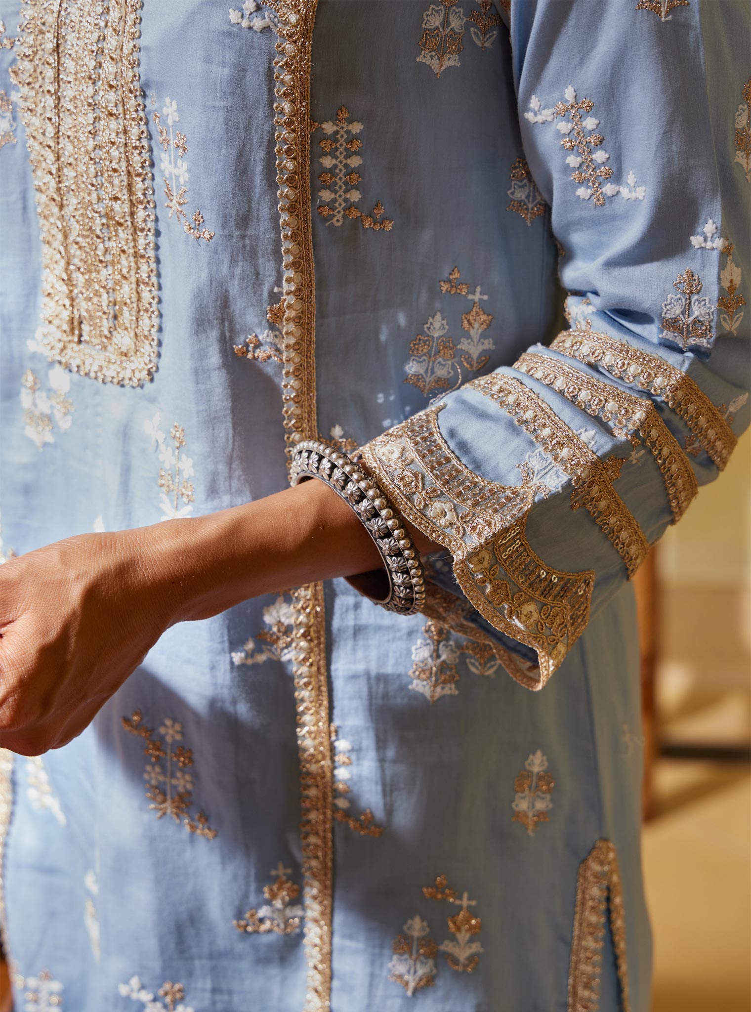 Mulmul Pima Nimisa Blue Kurta