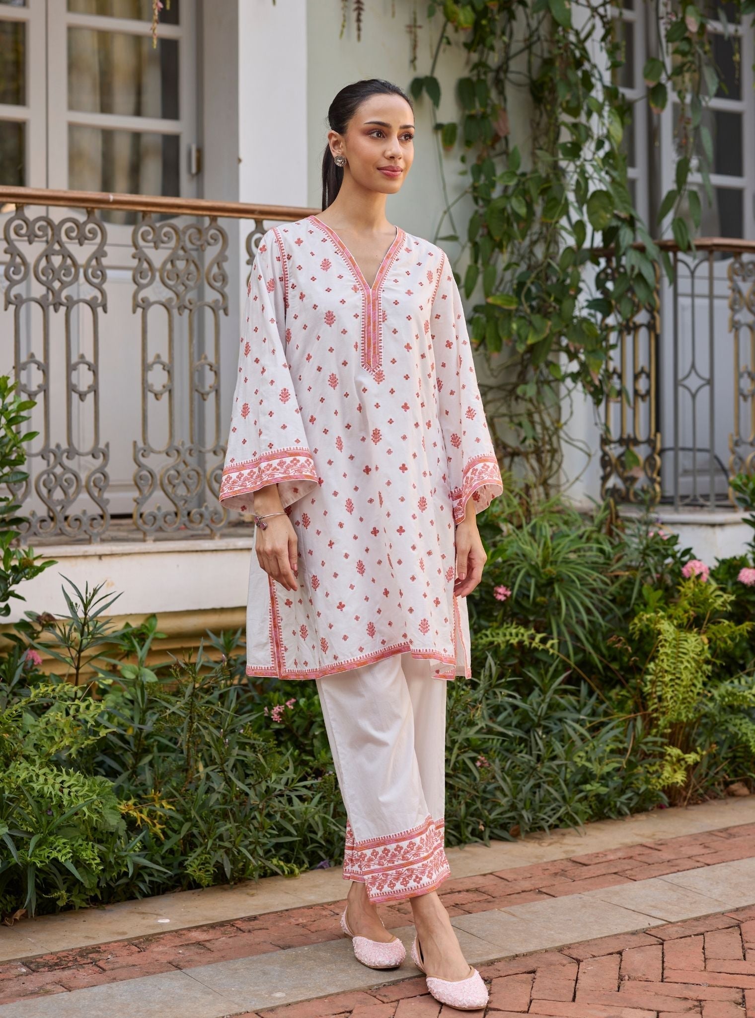 Vysa Supima Cotton White Kurta Set