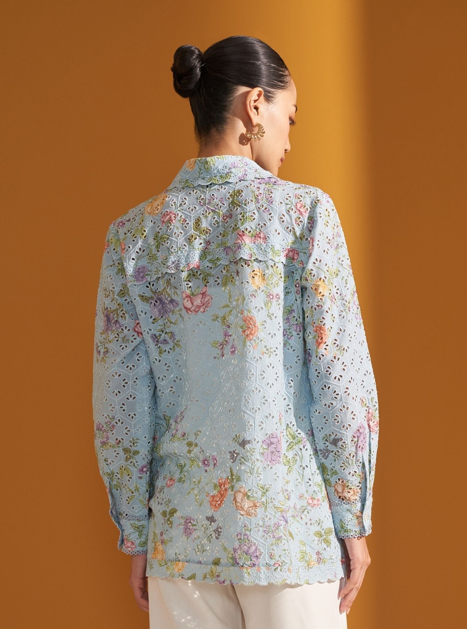 Beatrice Cotton Printed Blue Shirt
