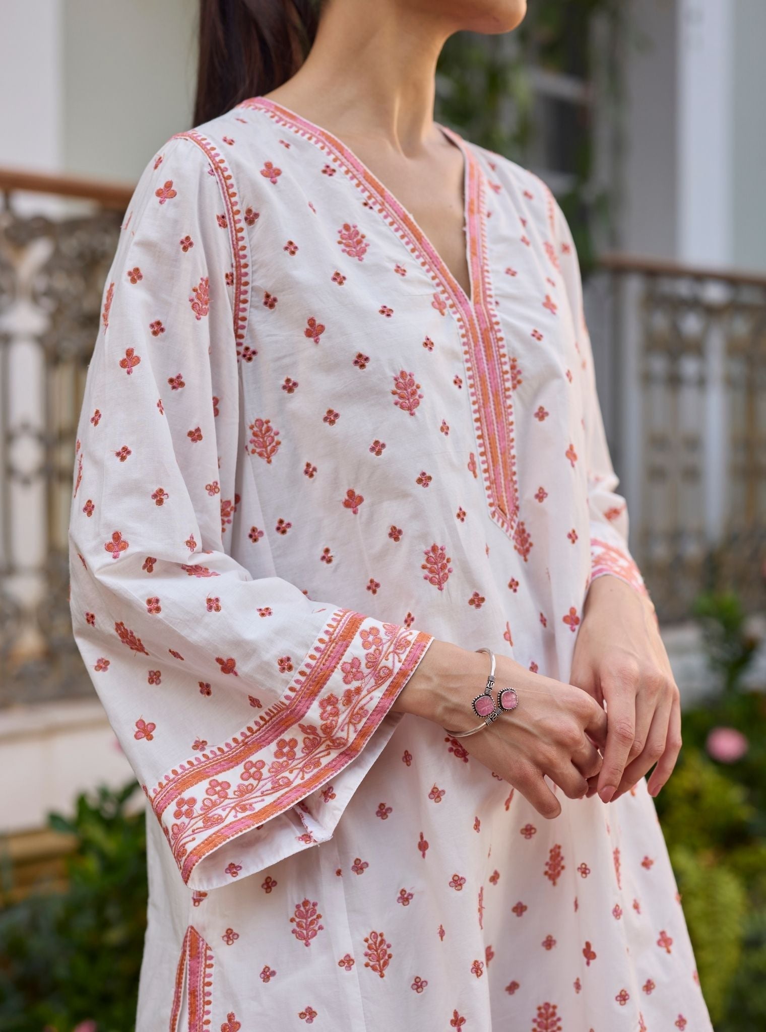 Vysa Supima Cotton White Kurta Set