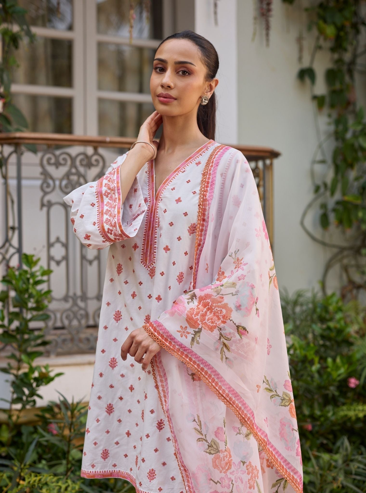 Vysa Supima Cotton White Kurta Set
