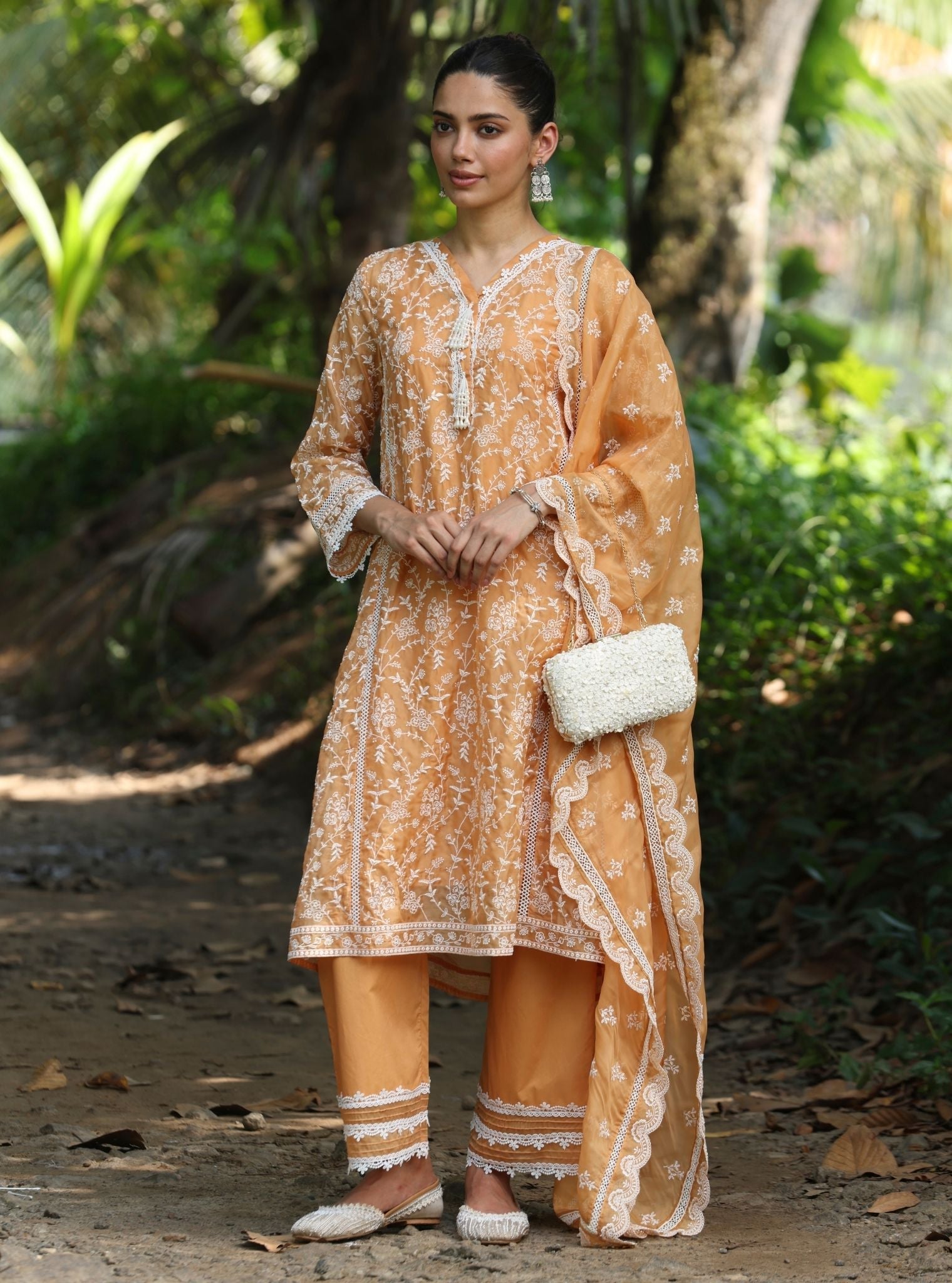 Caara Organza Orange Kurta Set
