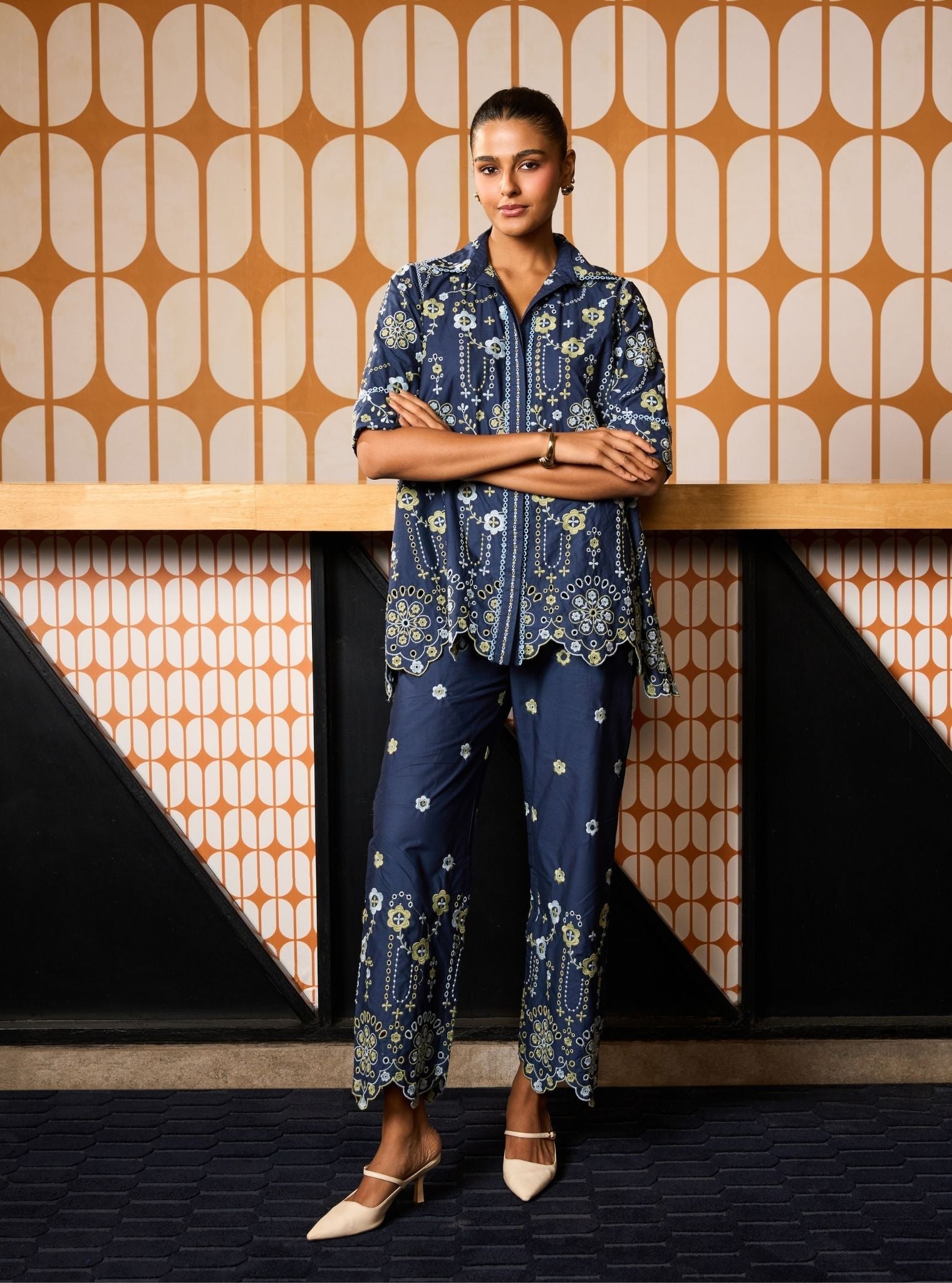 Zahira Supima Cotton Navy Shirt Set