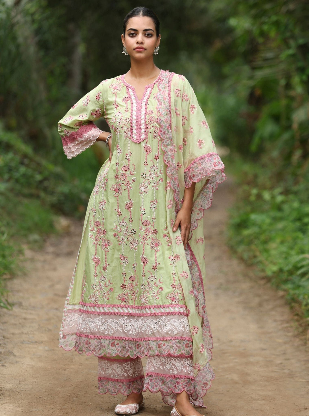Nair Supima Cotton Light Green Kurta Set