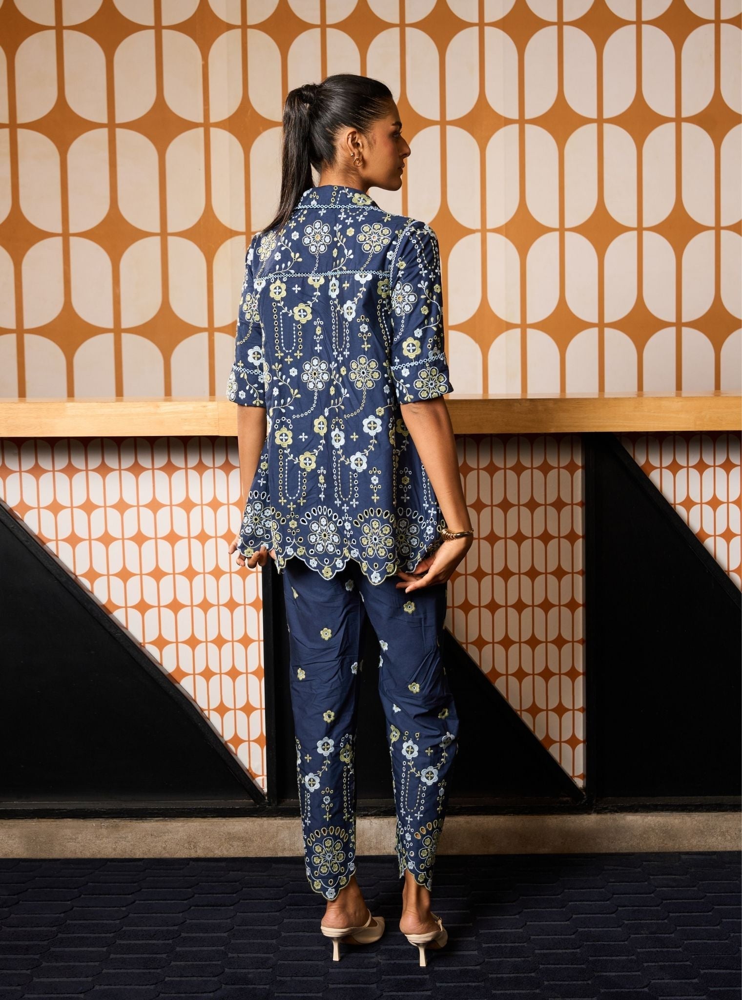 Zahira Supima Cotton Navy Shirt Set