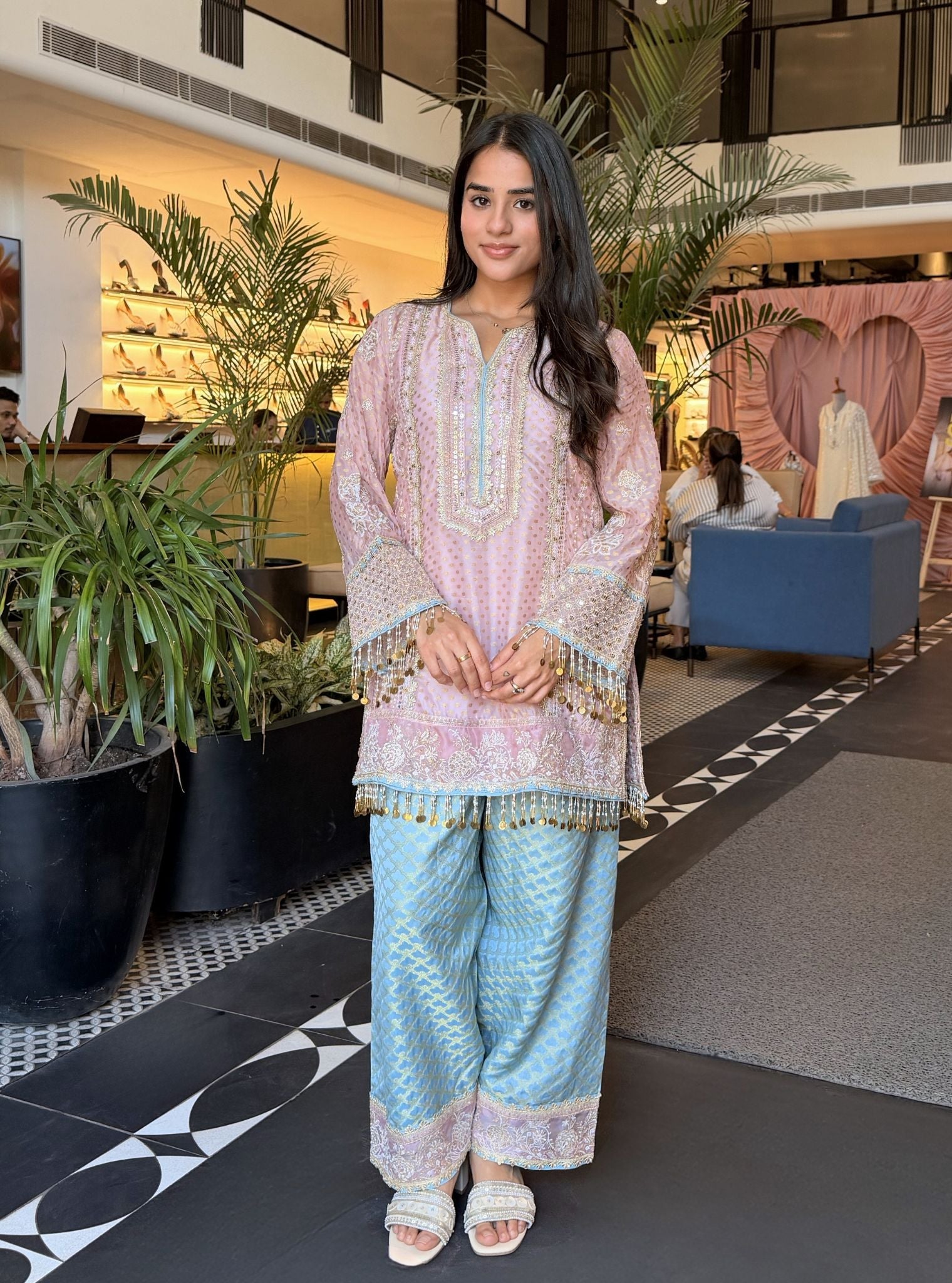 Panchi Banarsi Pink Kurta Set
