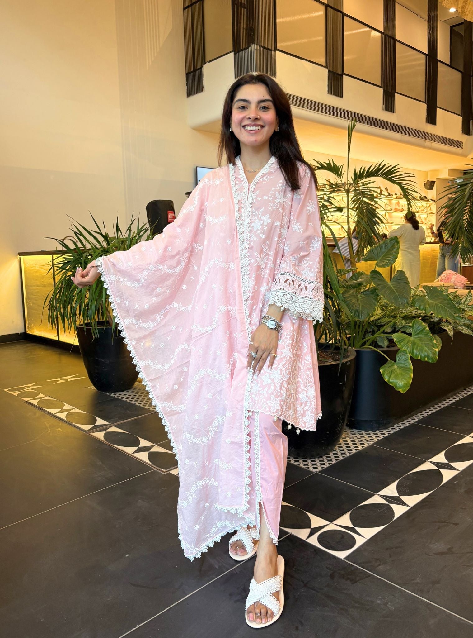 Aalaya Supima Cotton Pink Kurta Set