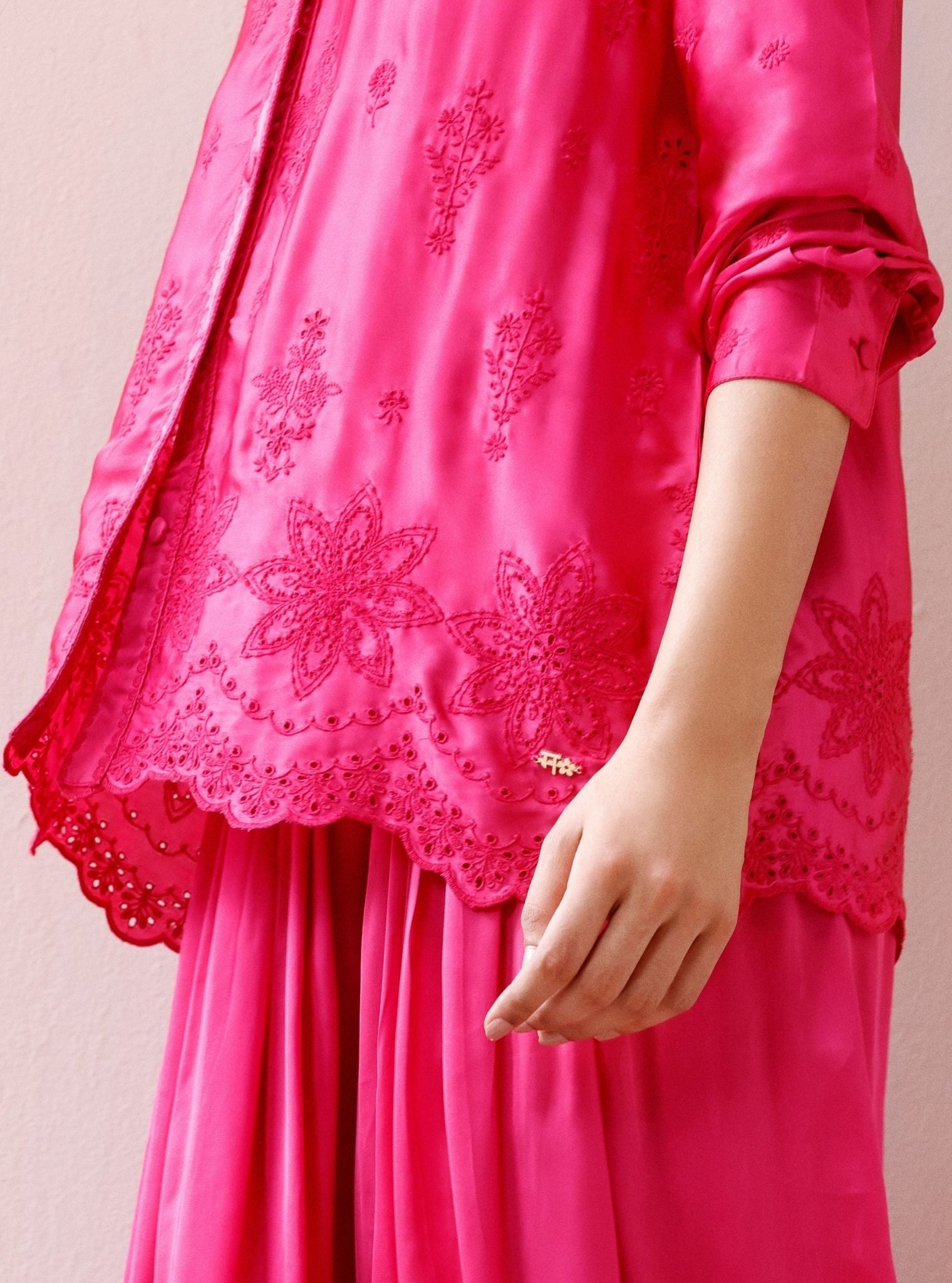 Solene Cupro Satin Fuchsia Co-ord Set