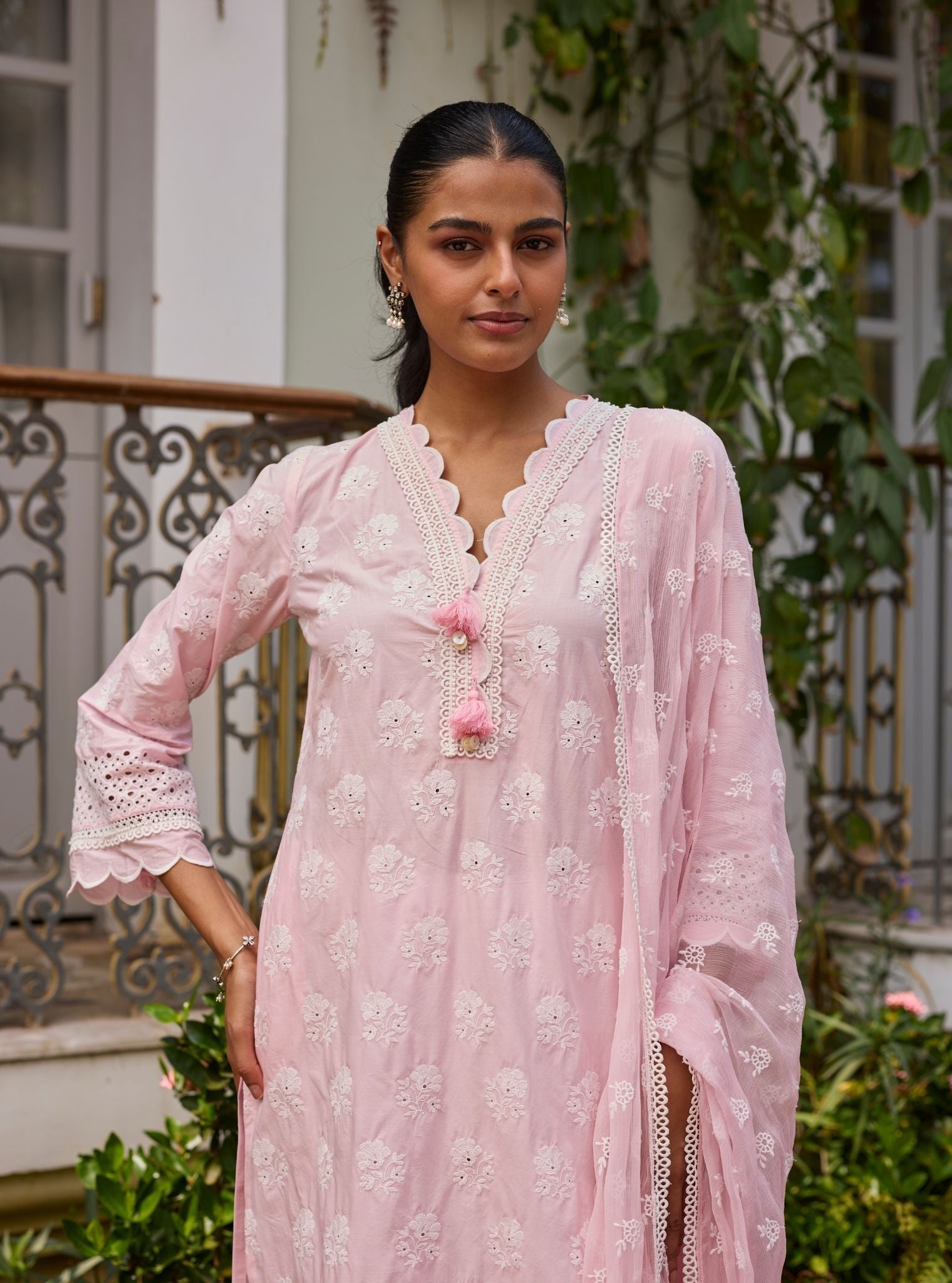 Taro Supima Cotton Pink Kurta Set