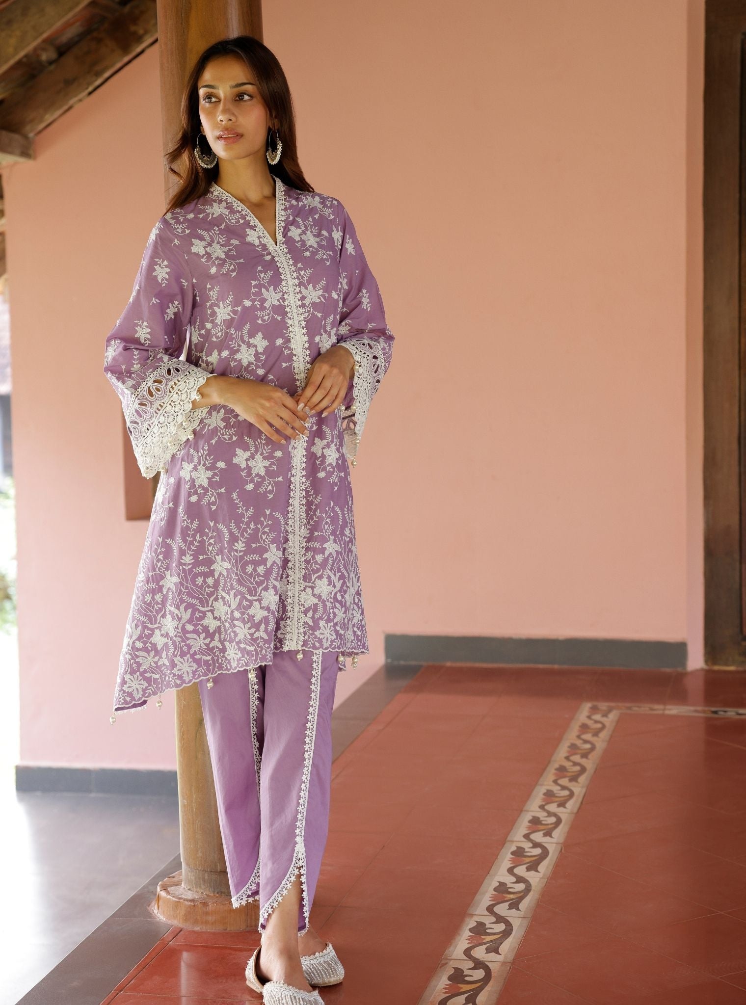 Aalaya Supima Cotton Violet Kurta Set
